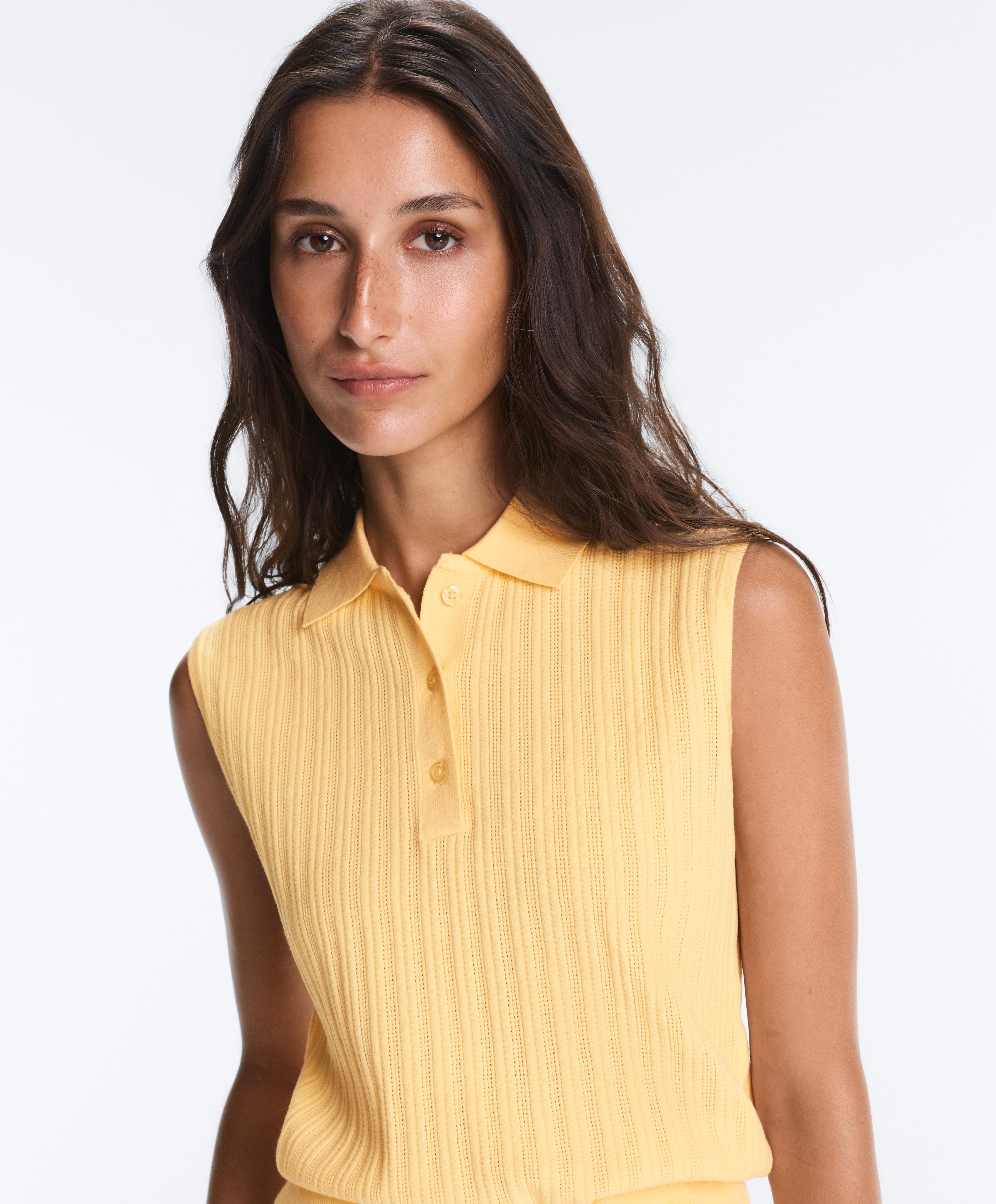 Sleeveless open knit jumper — MID-YELLOW