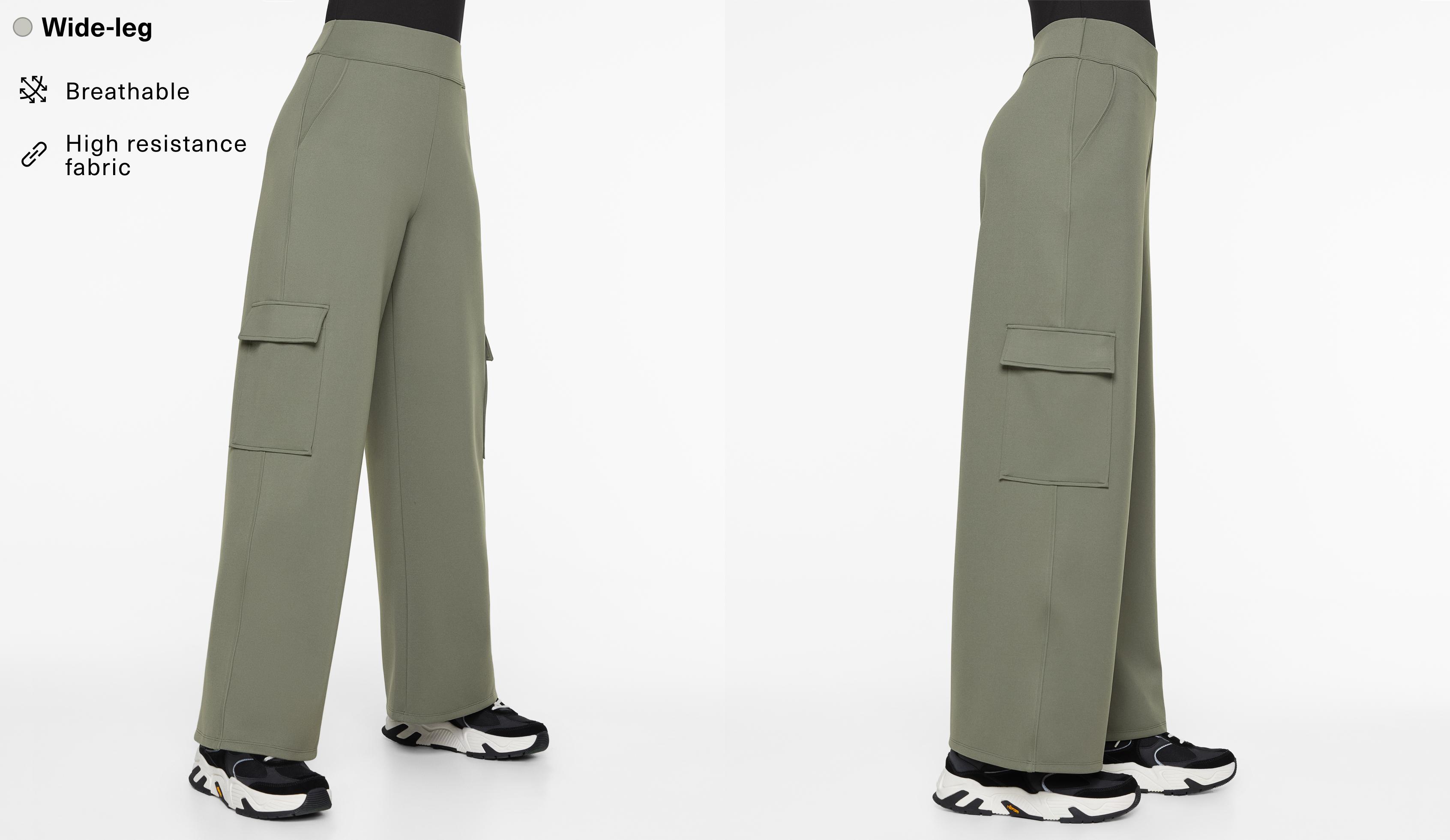 Pantalon large cargo effet néoprène