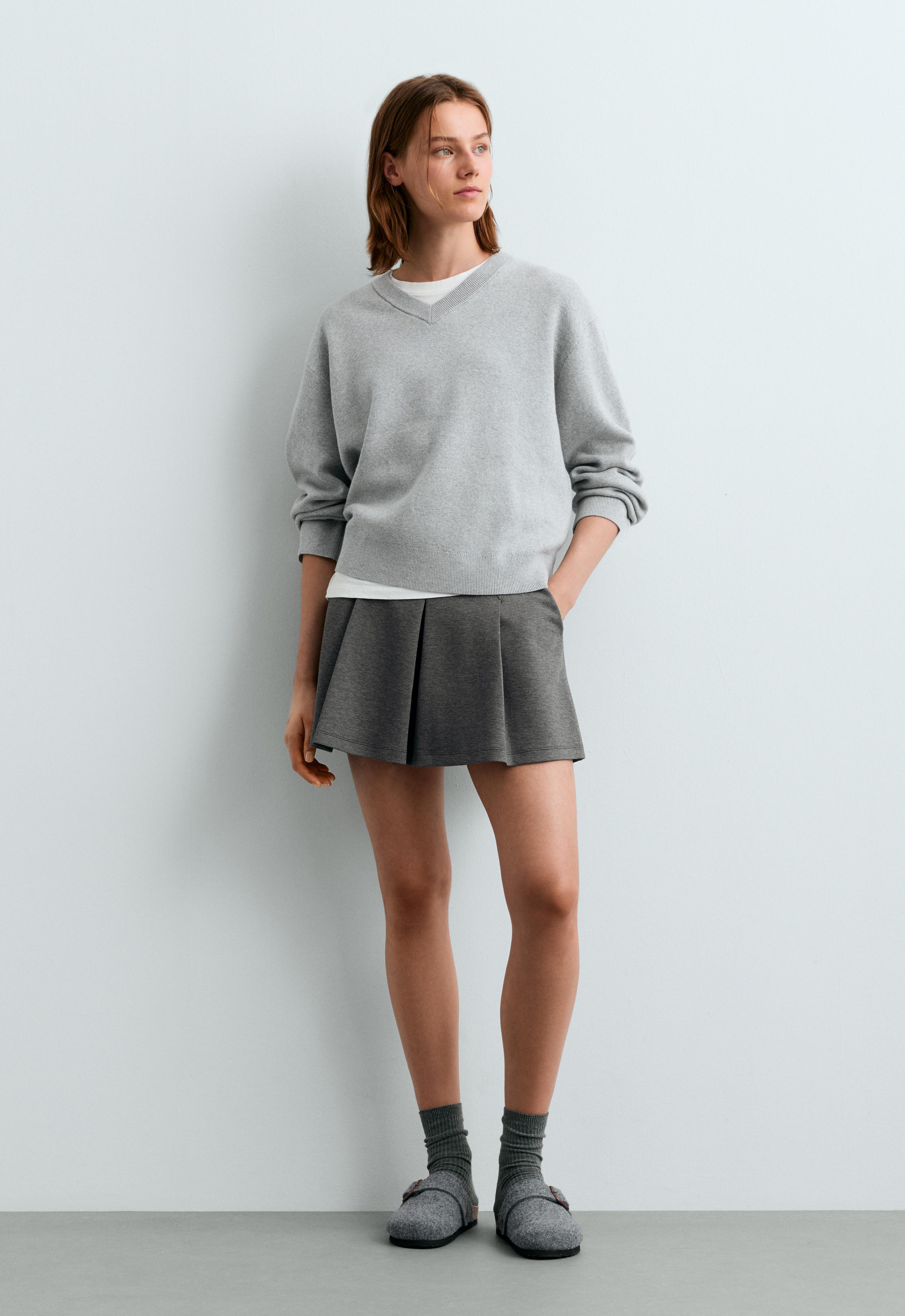 Cotton piqué pleated mini skirt Cotton piqué pleated mini skirt