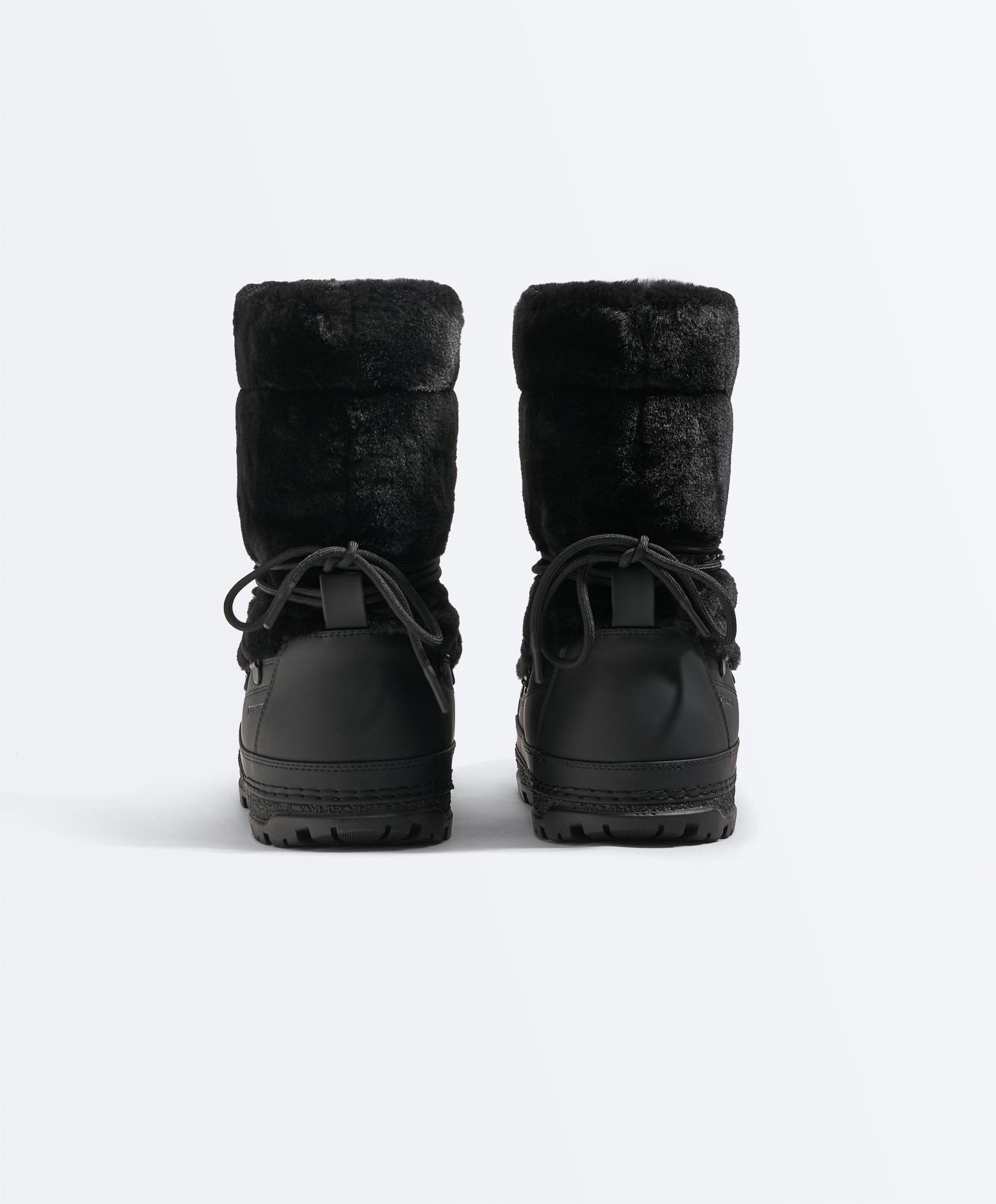 Lace-up technical faux fur boots — BLACK