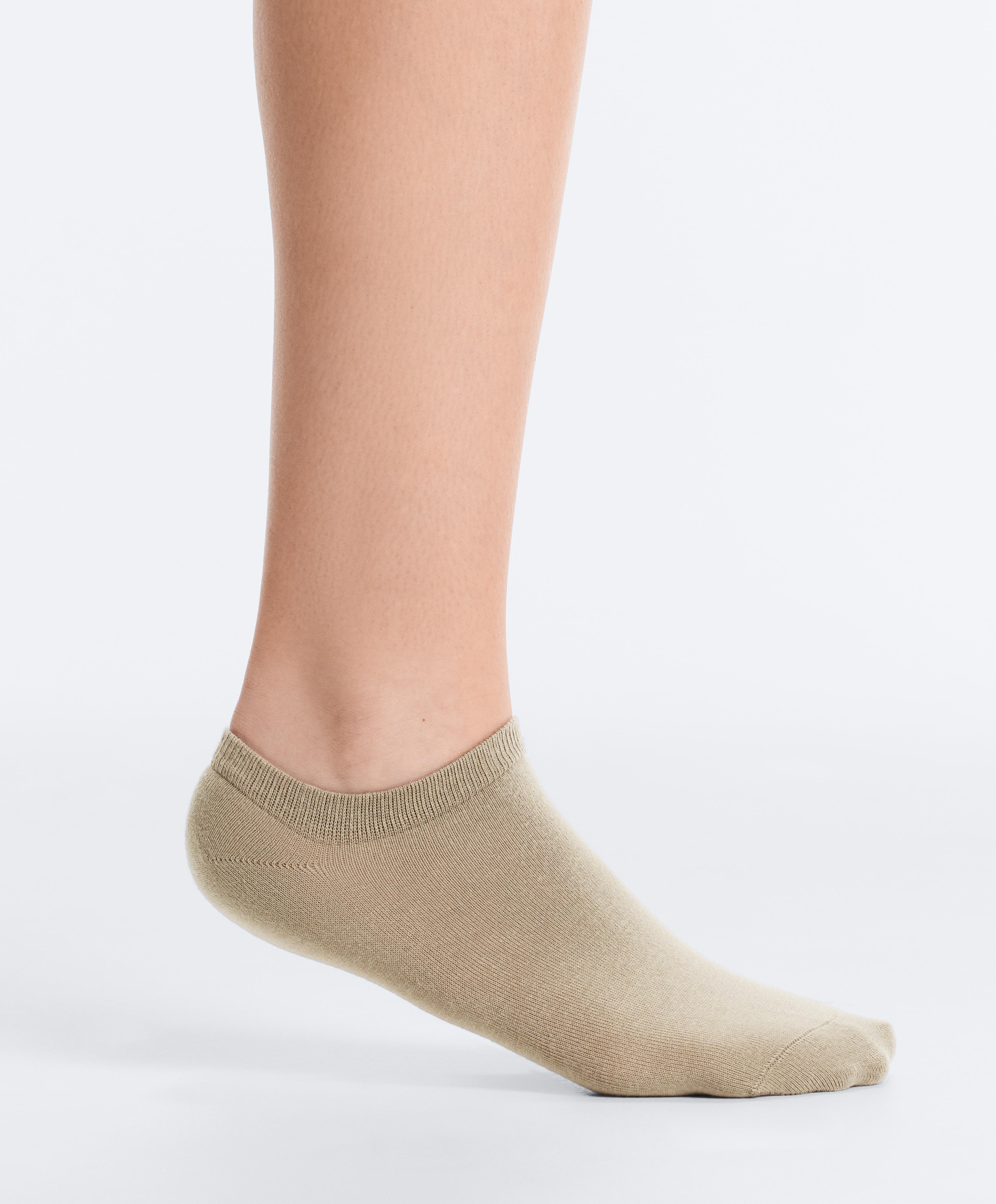 5 pairs of cotton blend sneaker socks — GREEN BEIGE