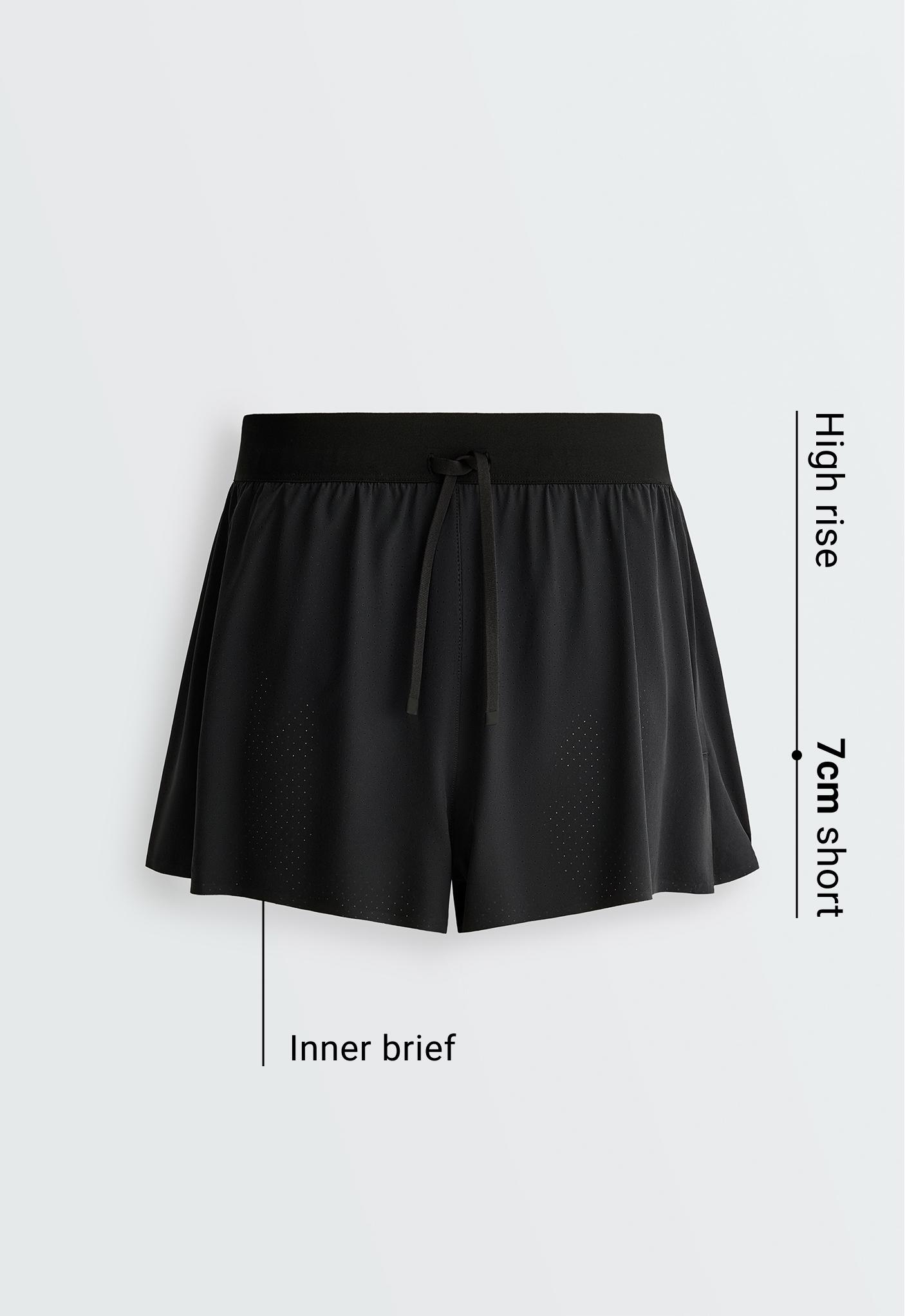 7cm high-rise technical shorts — BLACK