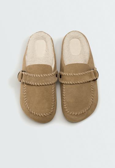 Buckled split-leather clog — SAND 3