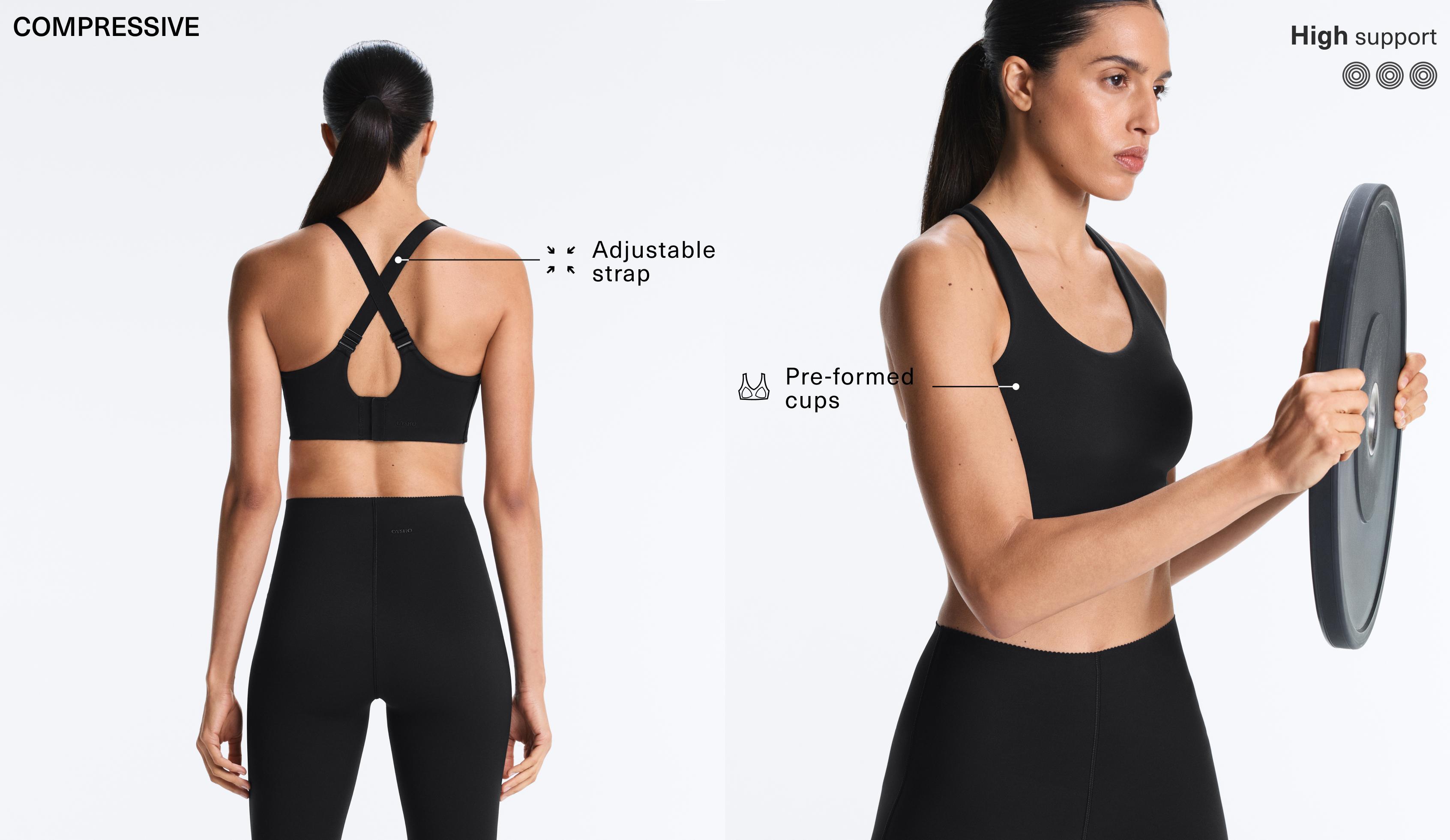 Compressive cross-back sports bra with firm support Compressive cross-back sports bra with firm support