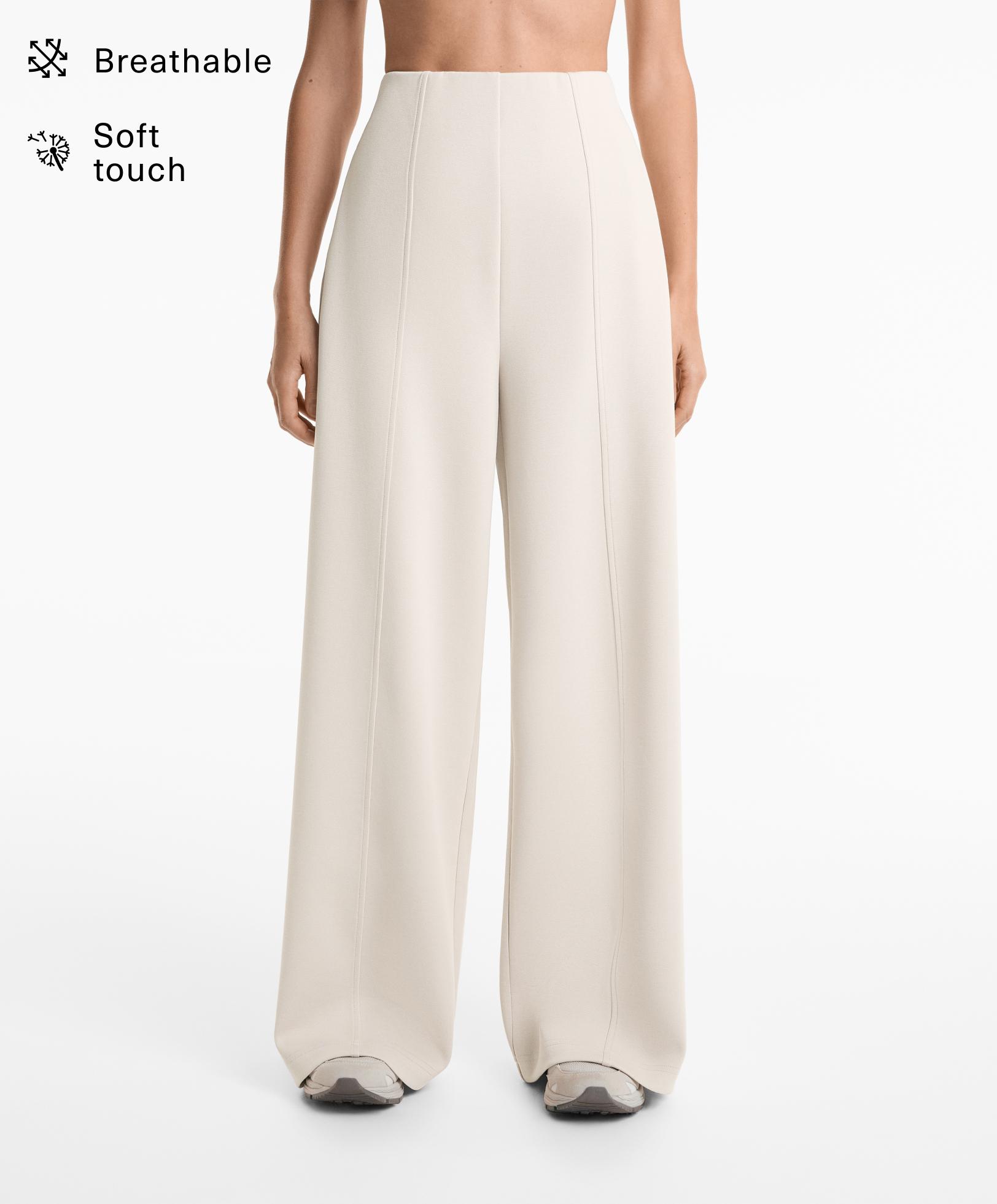 Super high rise piqué trousers with cotton