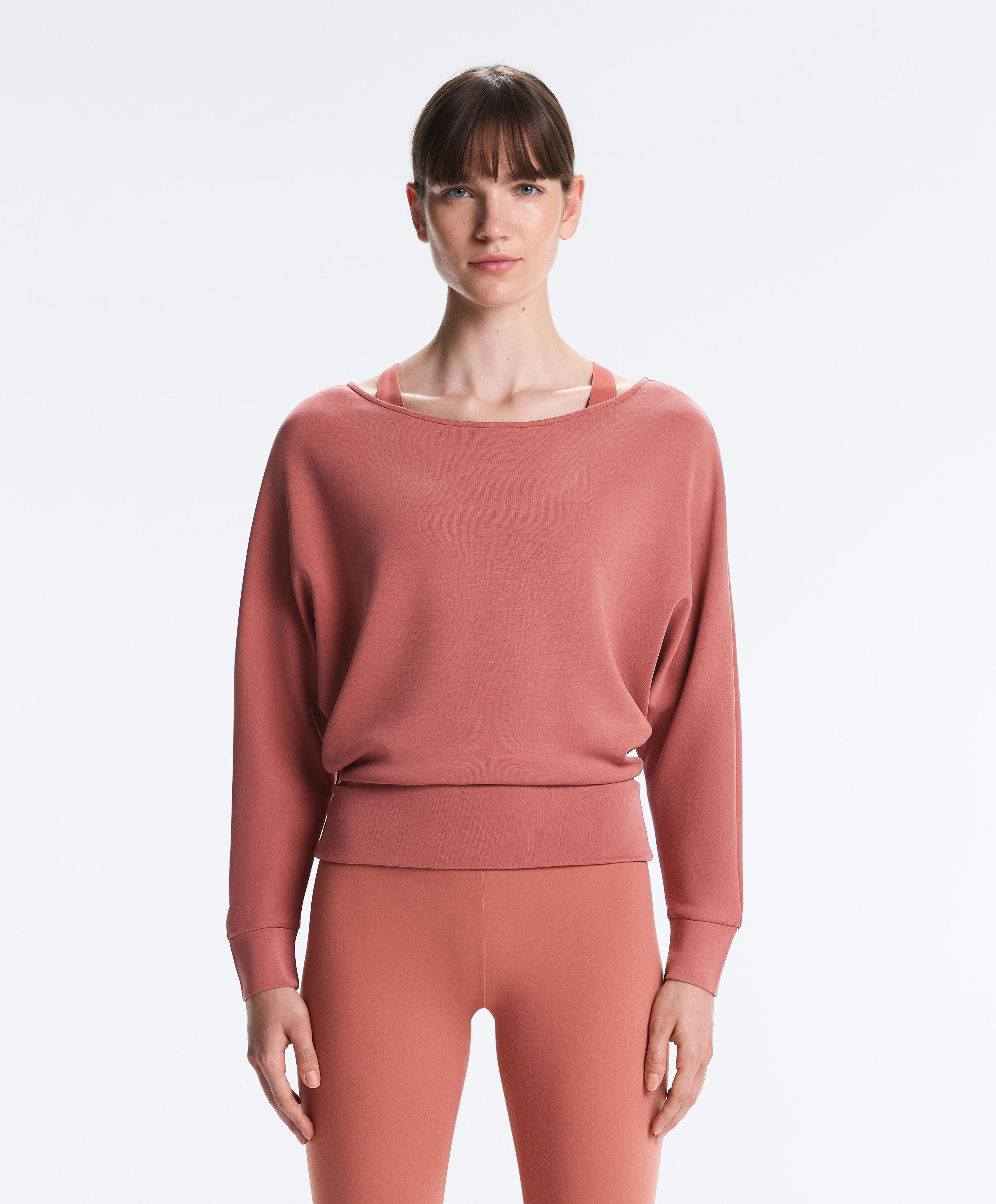 Soft-touch modal boat neck sweatshirt — ROSETTE BLUSH