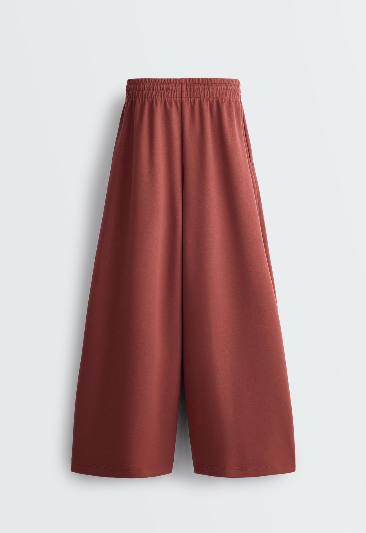 Pleated wide-leg trousers — DARK BRICK