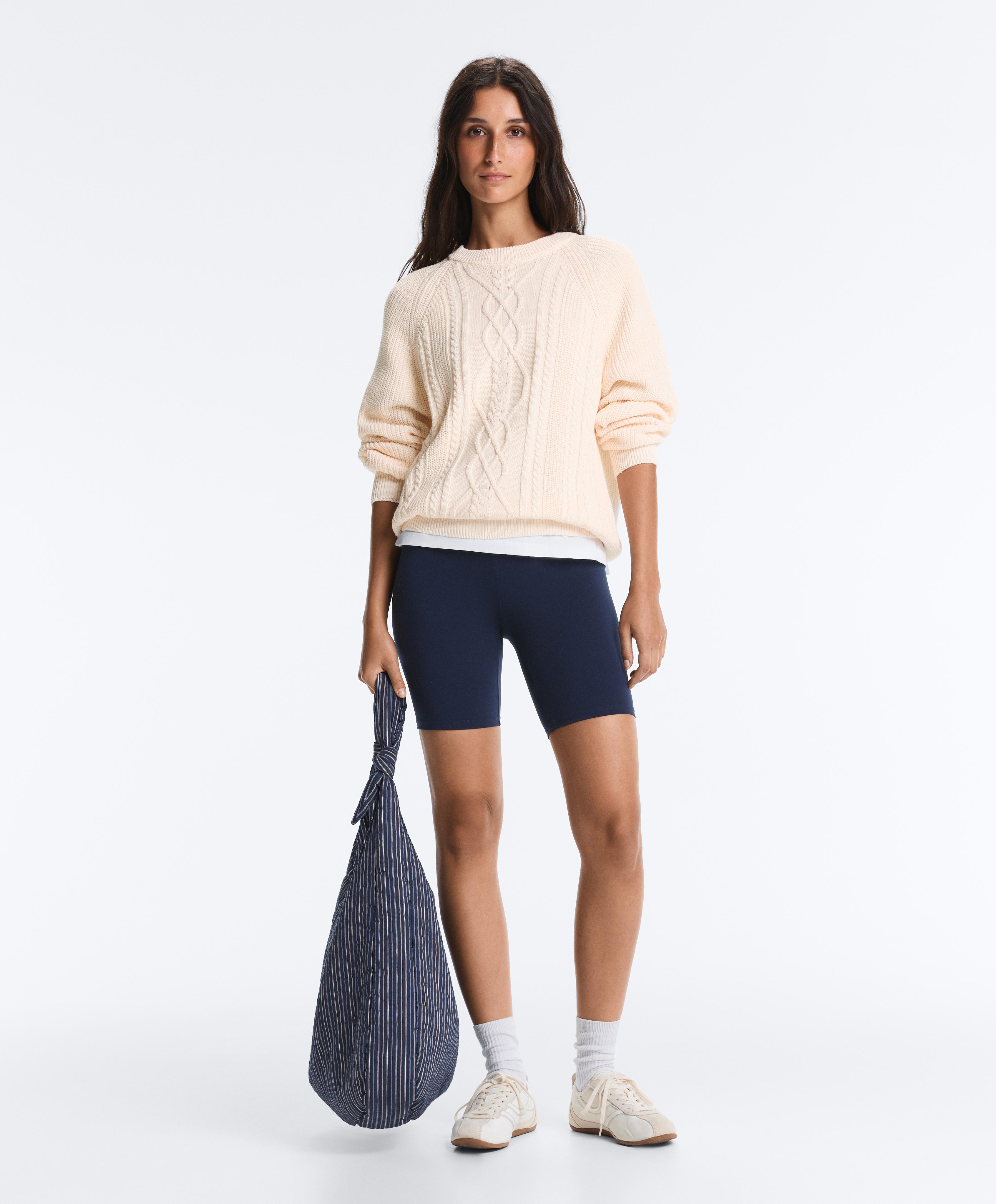 100% cotton cable knit jumper — ECRU
