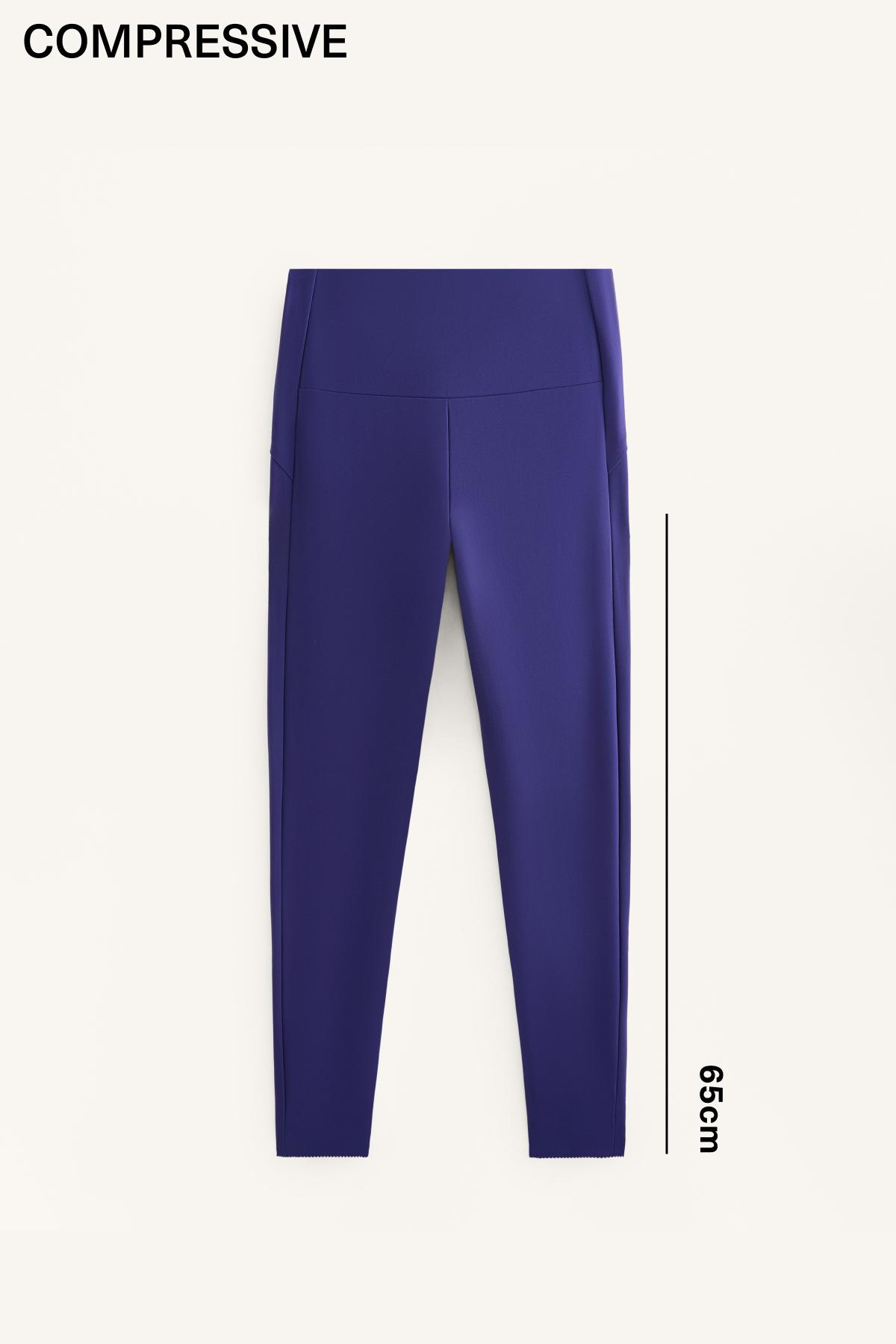 High rise Compressive reflective ankle-length leggings — COBALT
