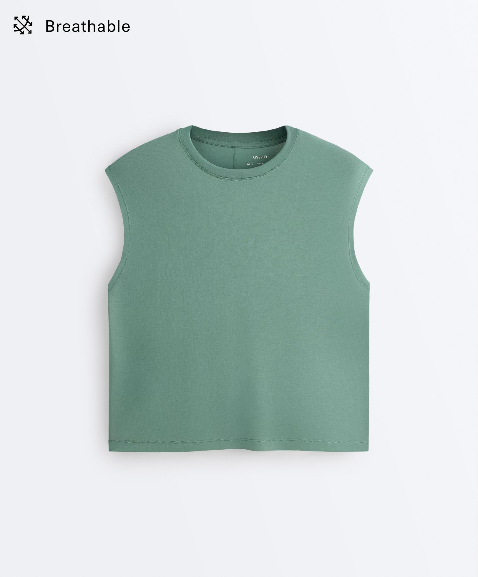 Modal blend sleeveless T-shirt — GREEN