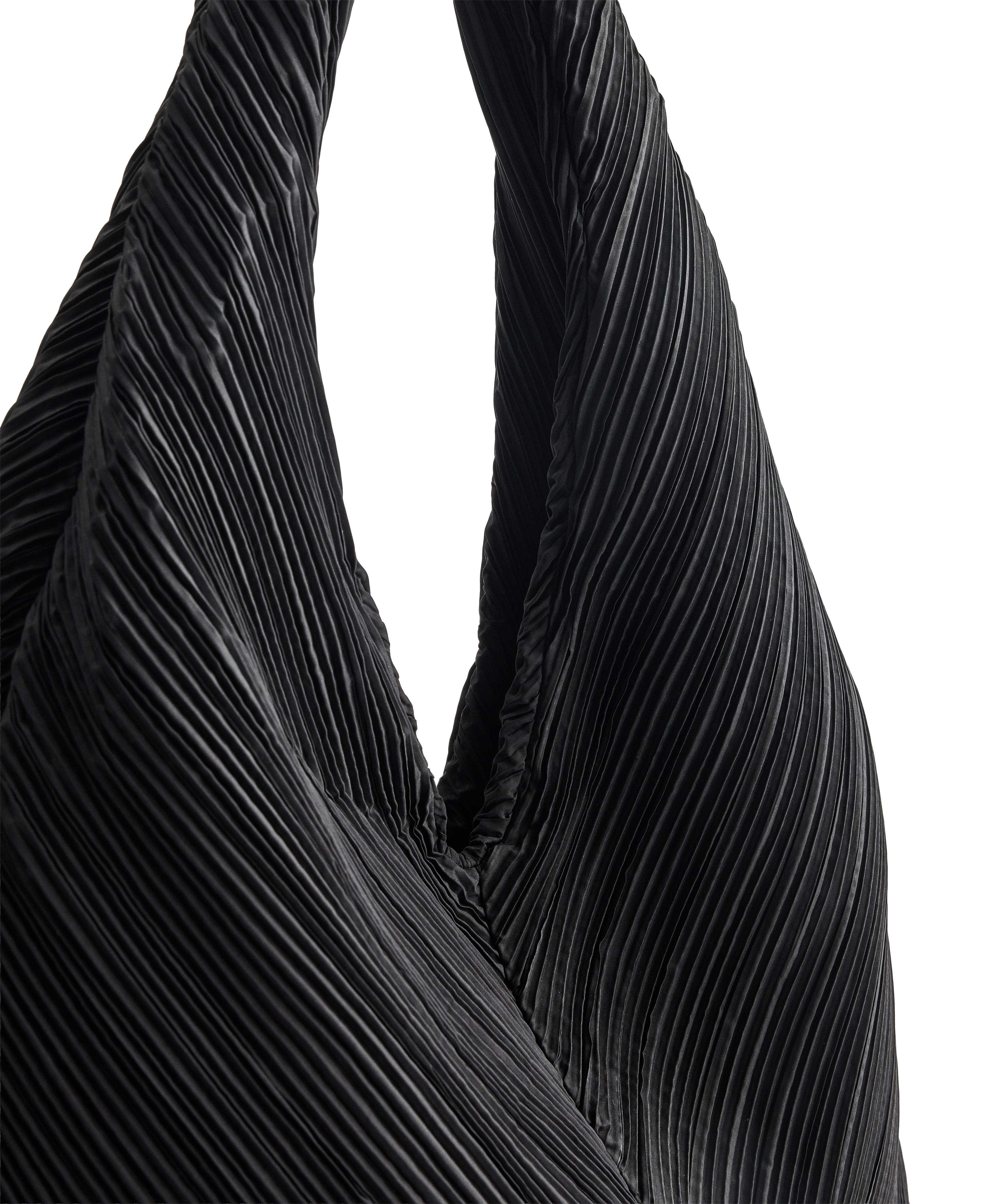 Pleated nylon shoulder bag — BLACK