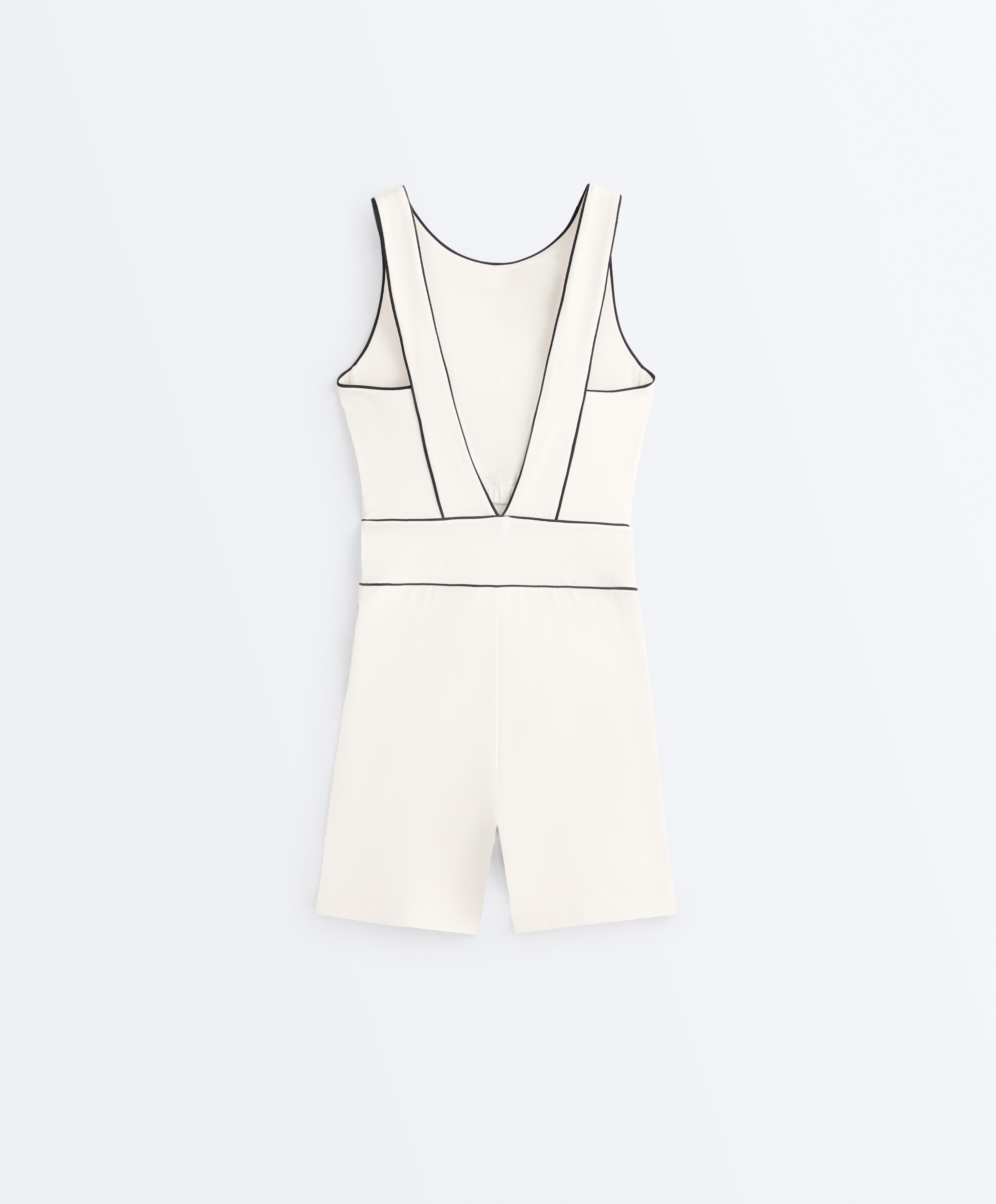 Comfortlux Piping Short Jumpsuit — PALE ECRU