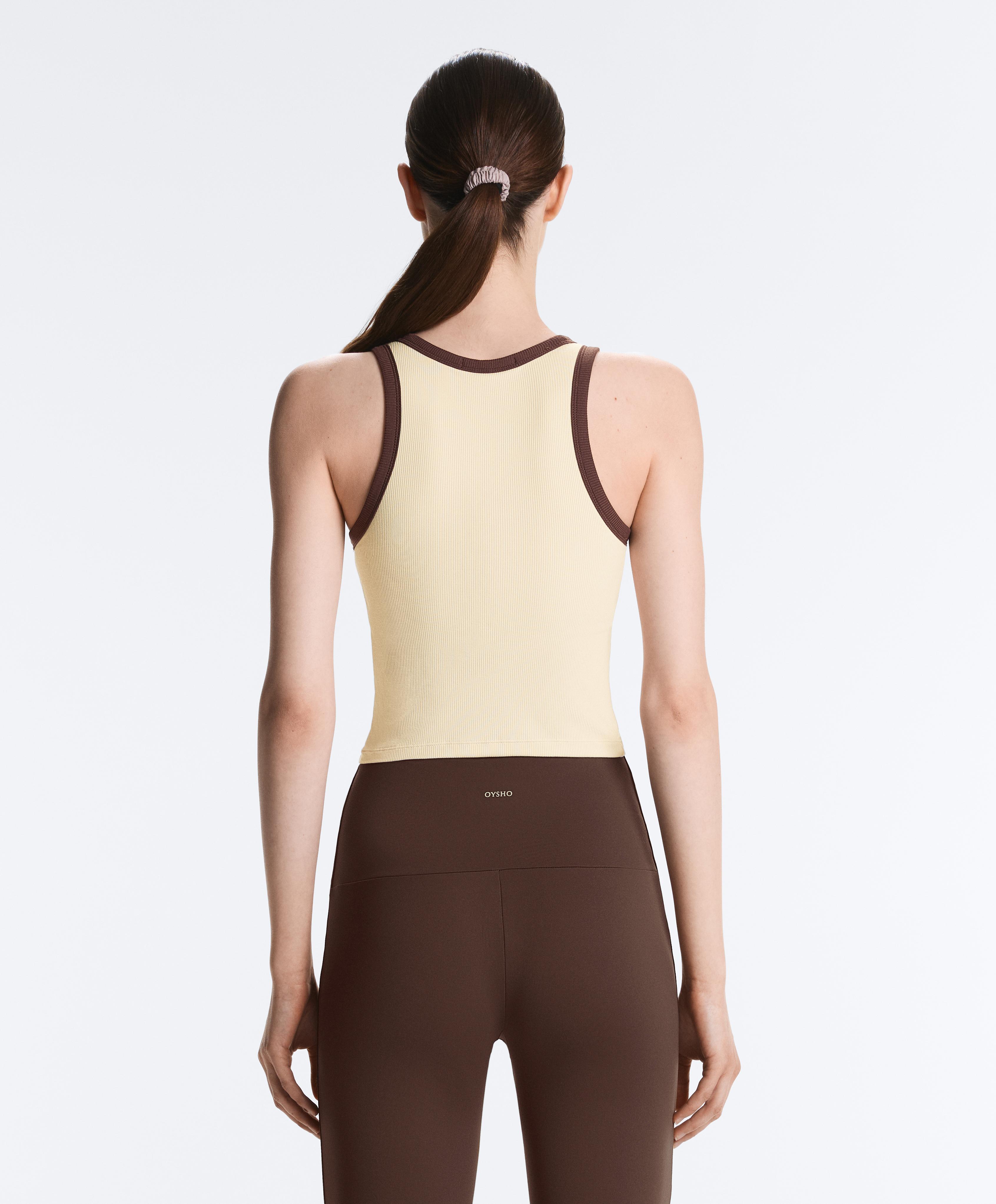 Rib modal blend long tank top — VANILLA
