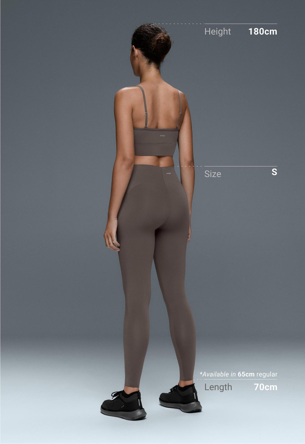 V-cut Light Touch 65cm high-rise ankle-length leggings — BROWN-KHAKI