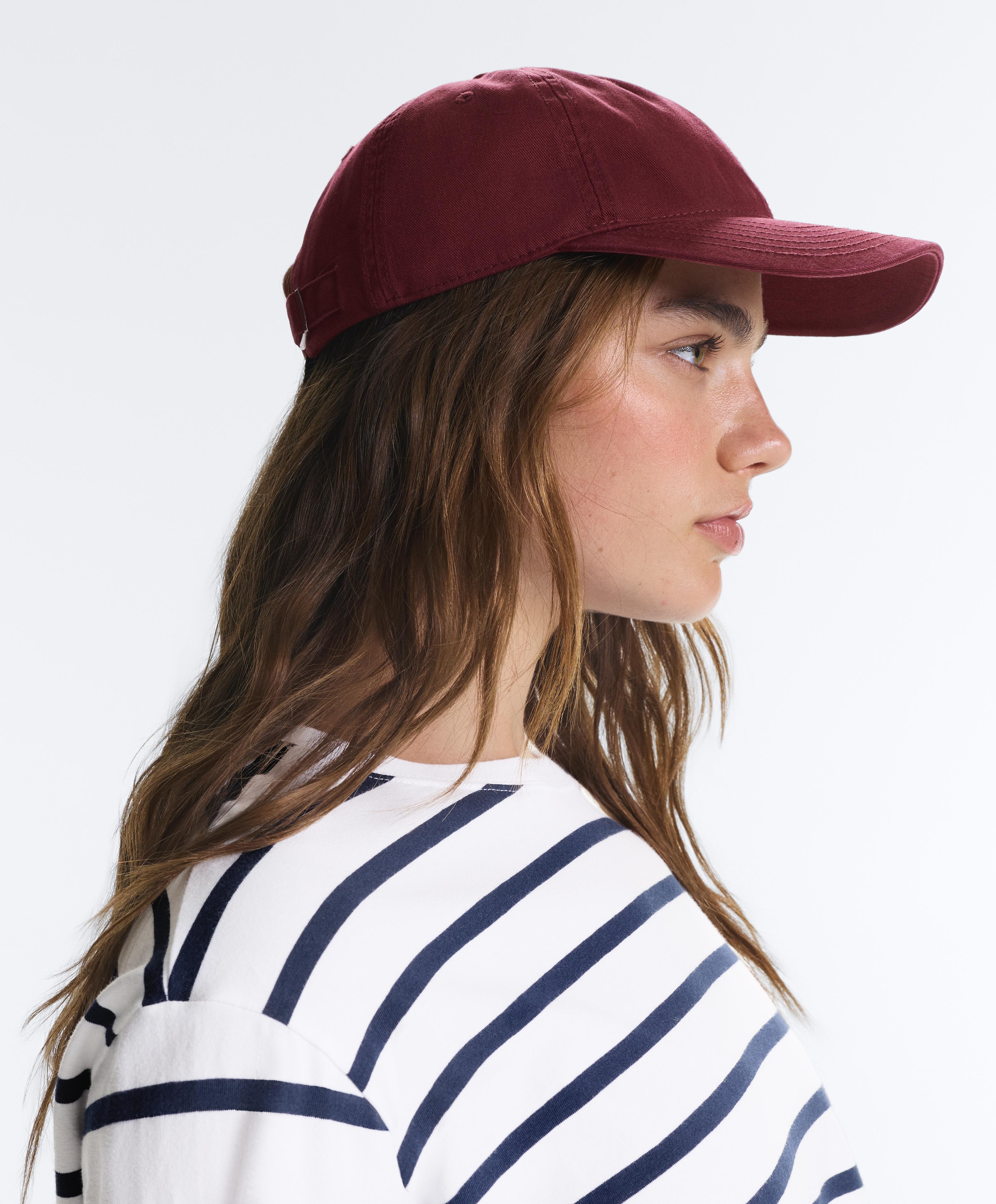 Washed-effect 100% cotton cap — BURGUNDY