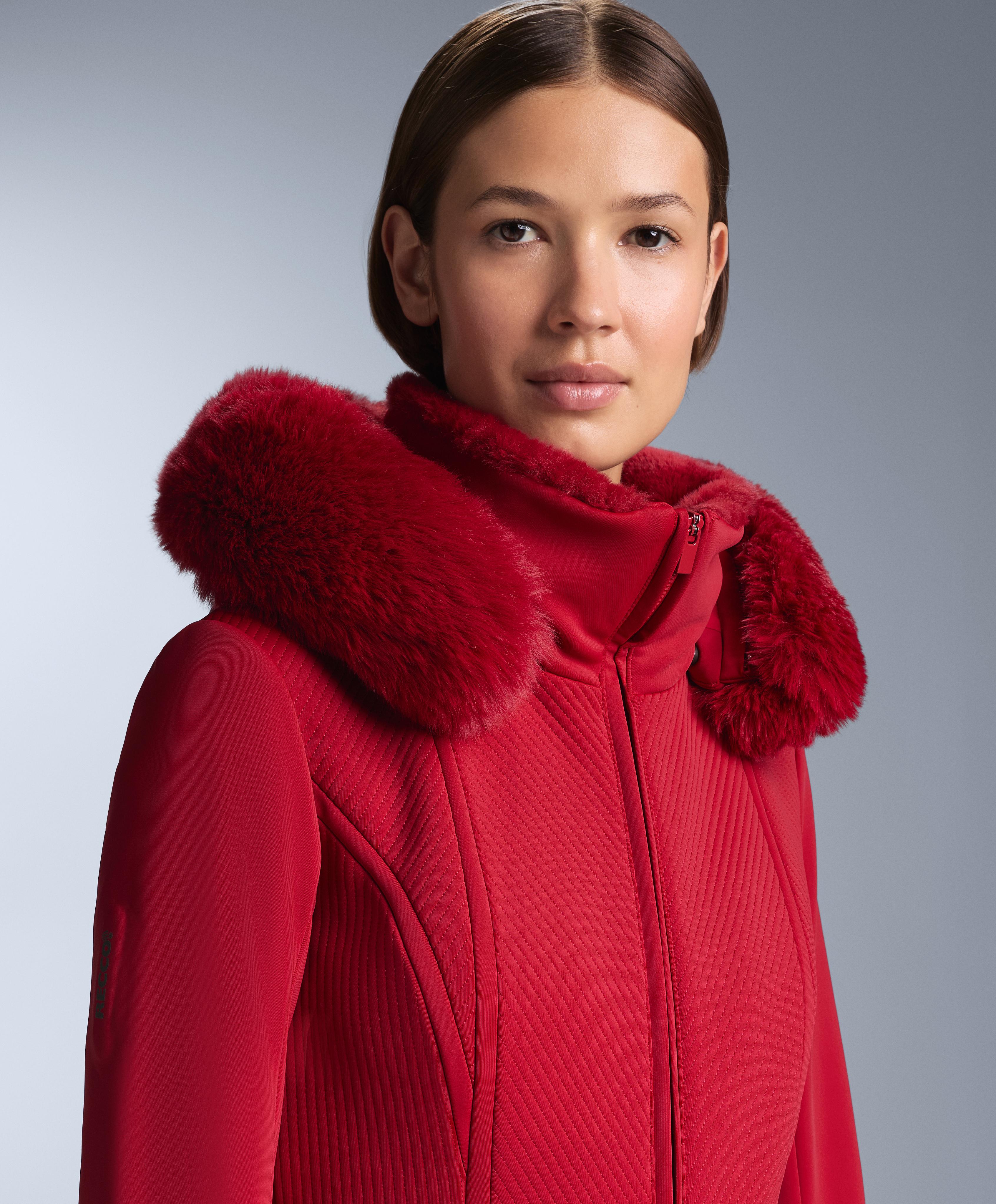 Water-resistant fitted stretch SKI jumpsuit — RED