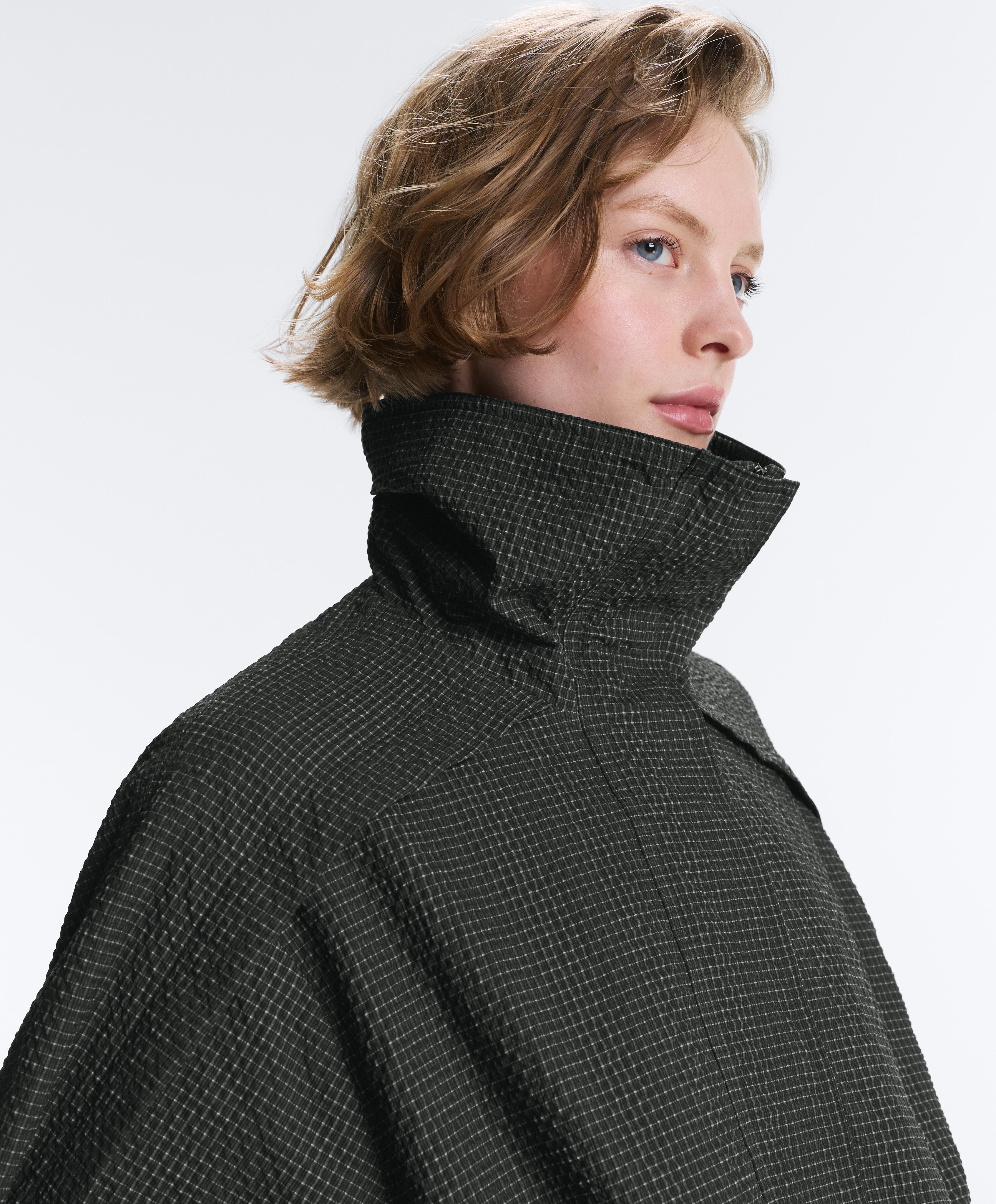 Water-repellent checked nylon track jacket — BLACK