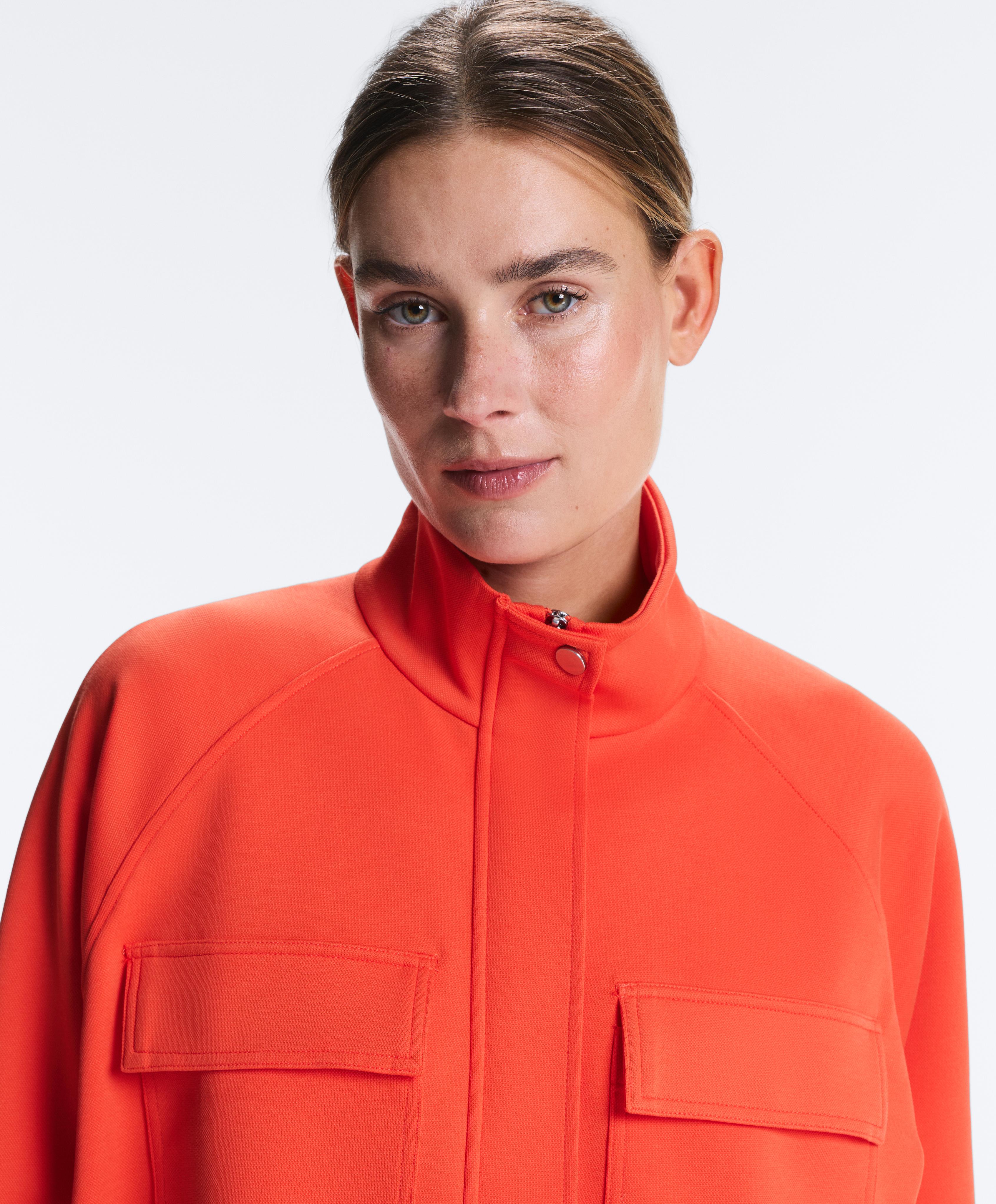 Cotton piqué pocket jacket — BRIGHT ORANGE