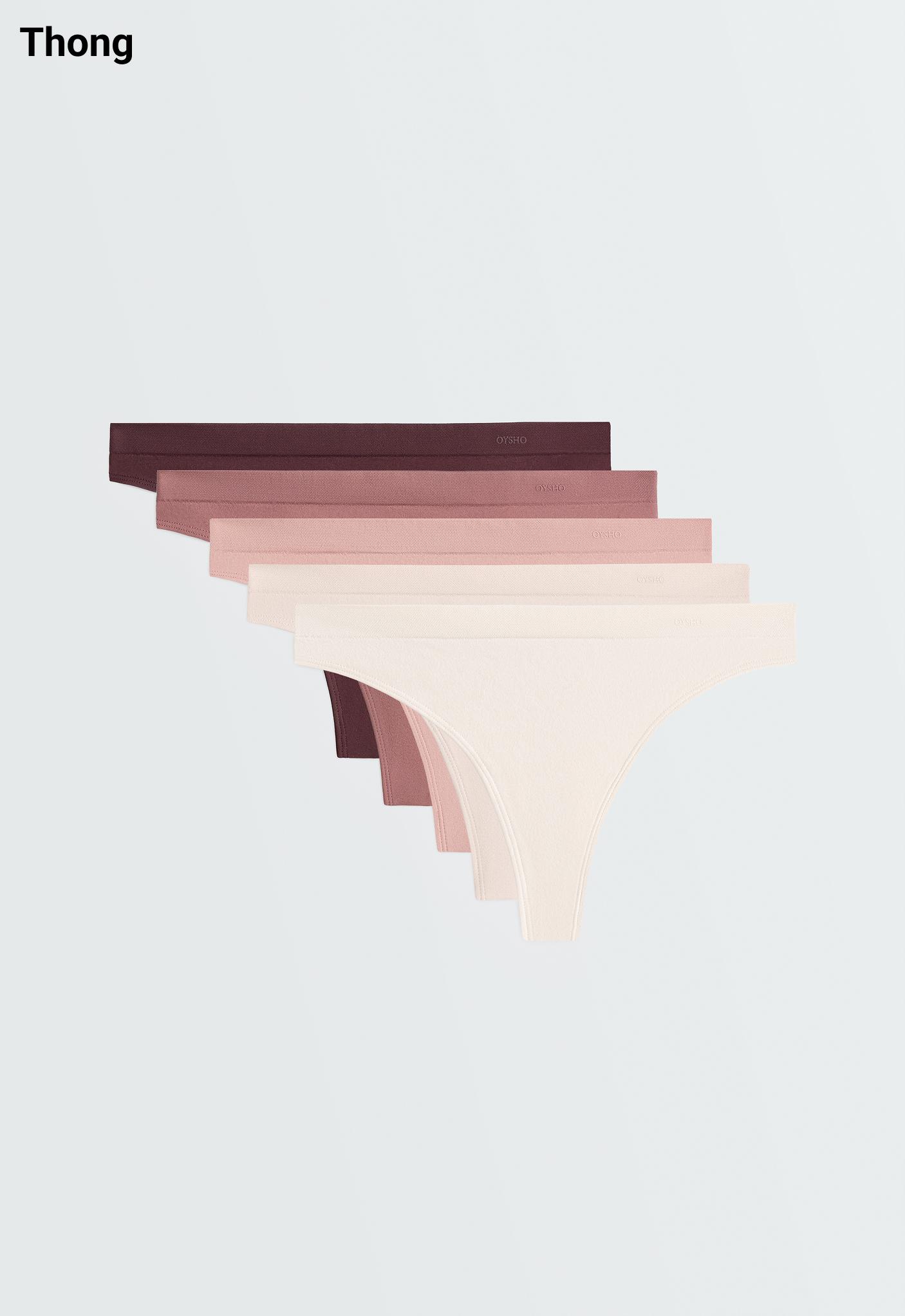 5 seamless polyamide blend thongs — PALE PINK