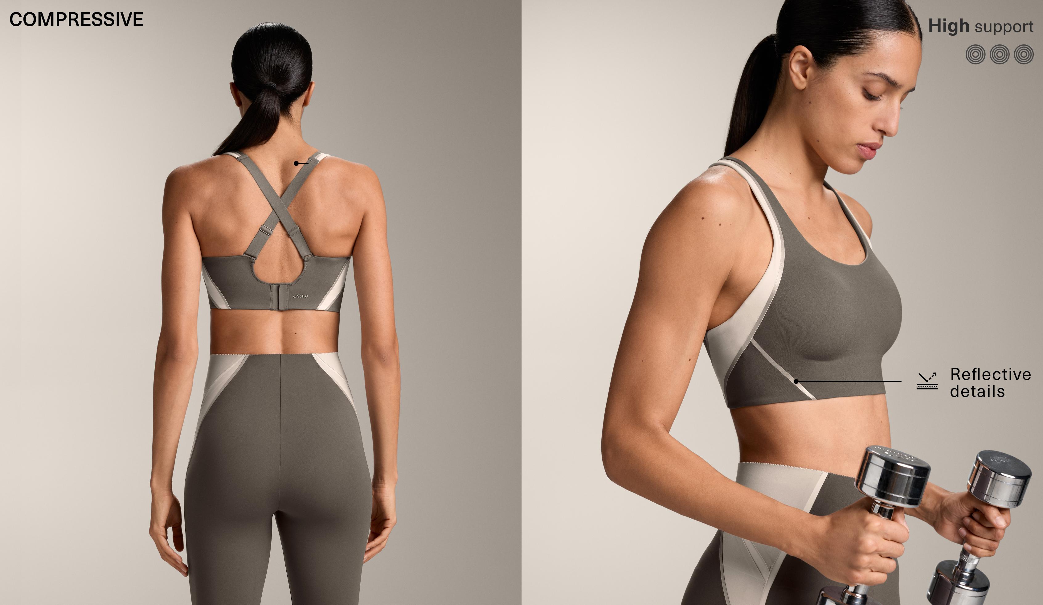 חזיית ספורט Compressive מחזירת אור, תמיכה גבוהה