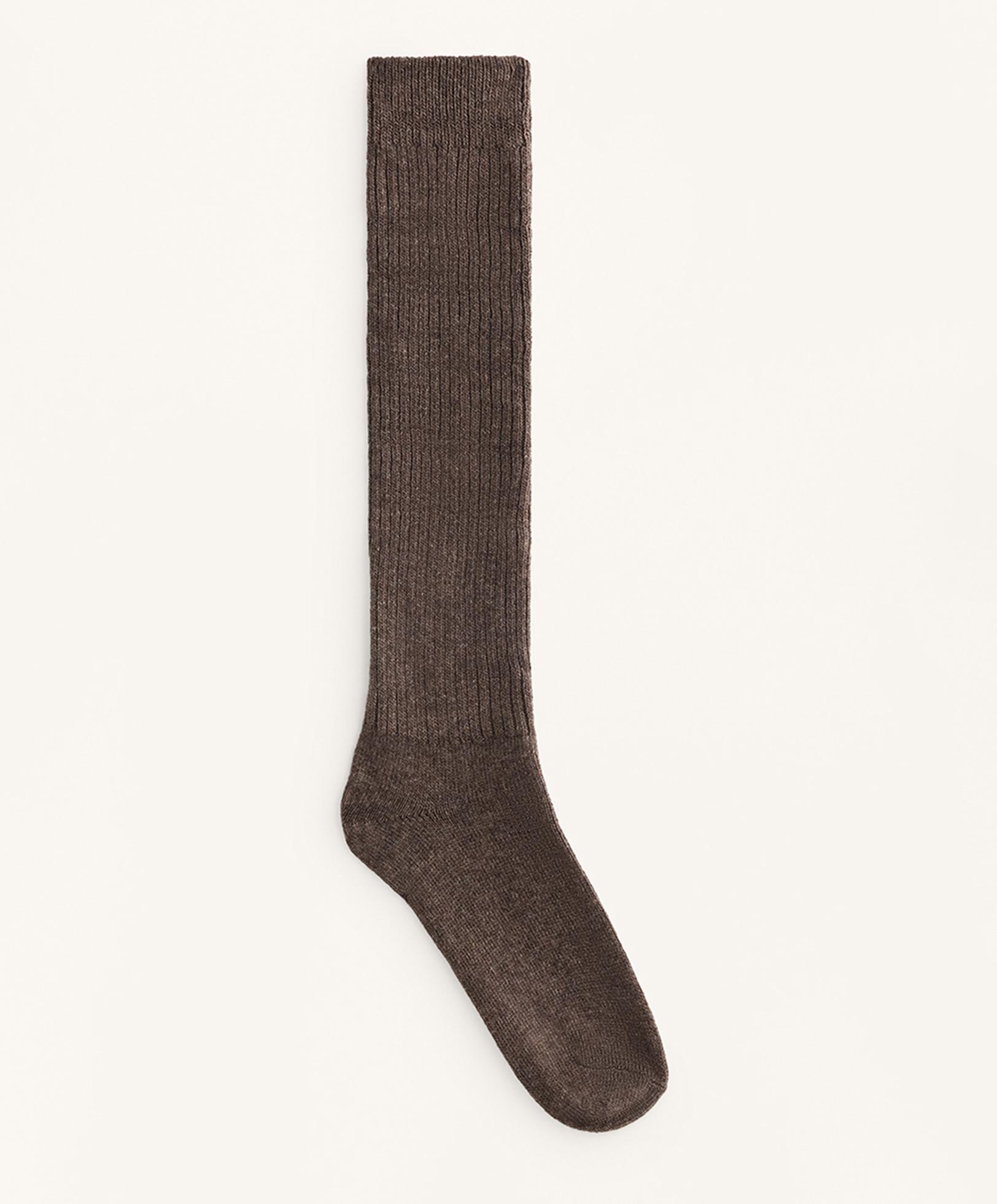 18% cashmere 13% wool long socks — DARK BROWN