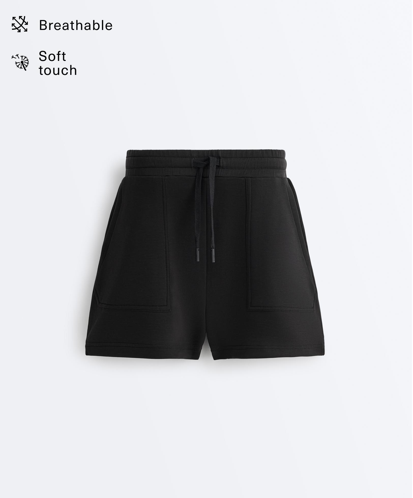 Soft-touch modal shorts — BLACK