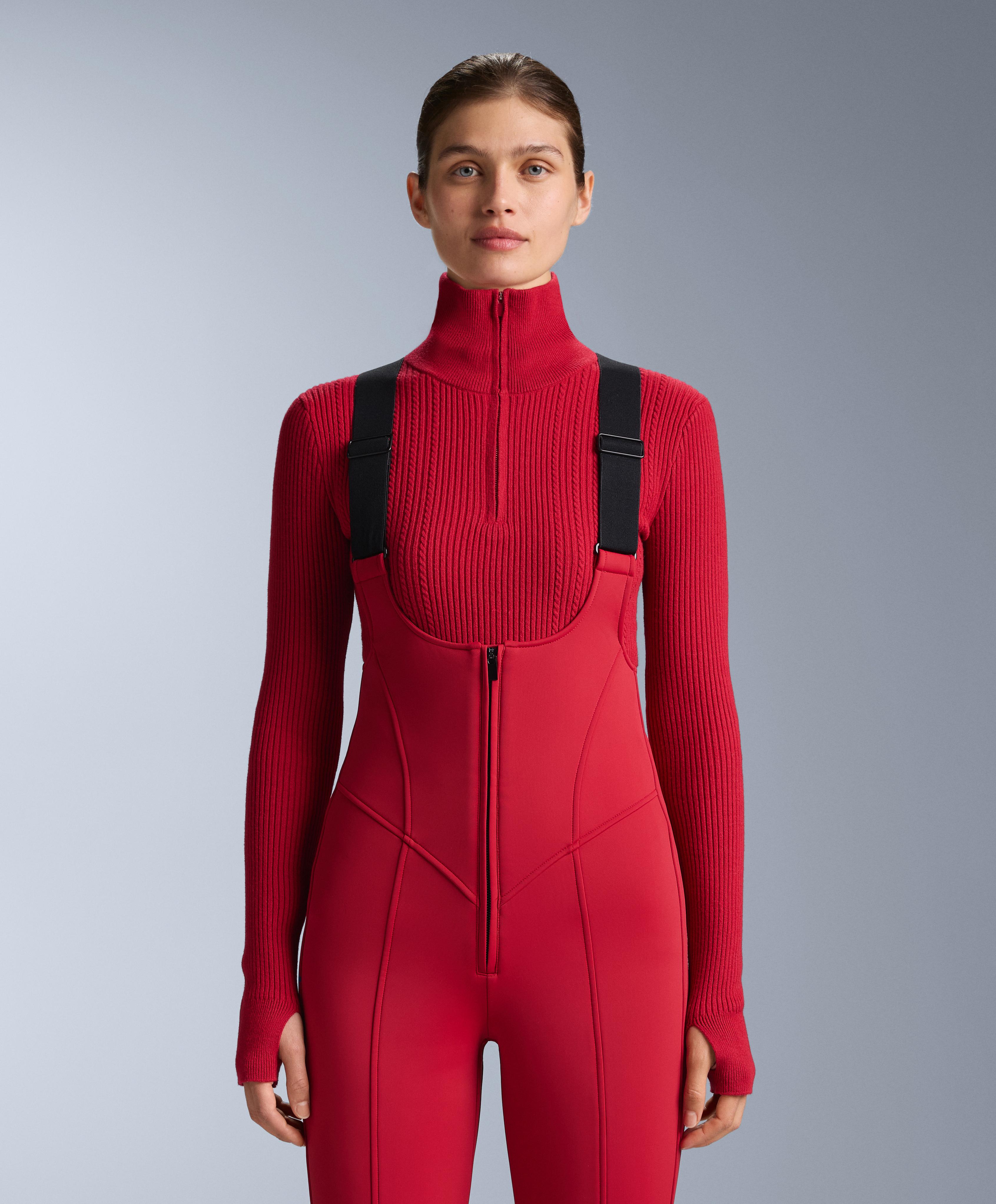 Water-resistant SKI flare dungarees — RED