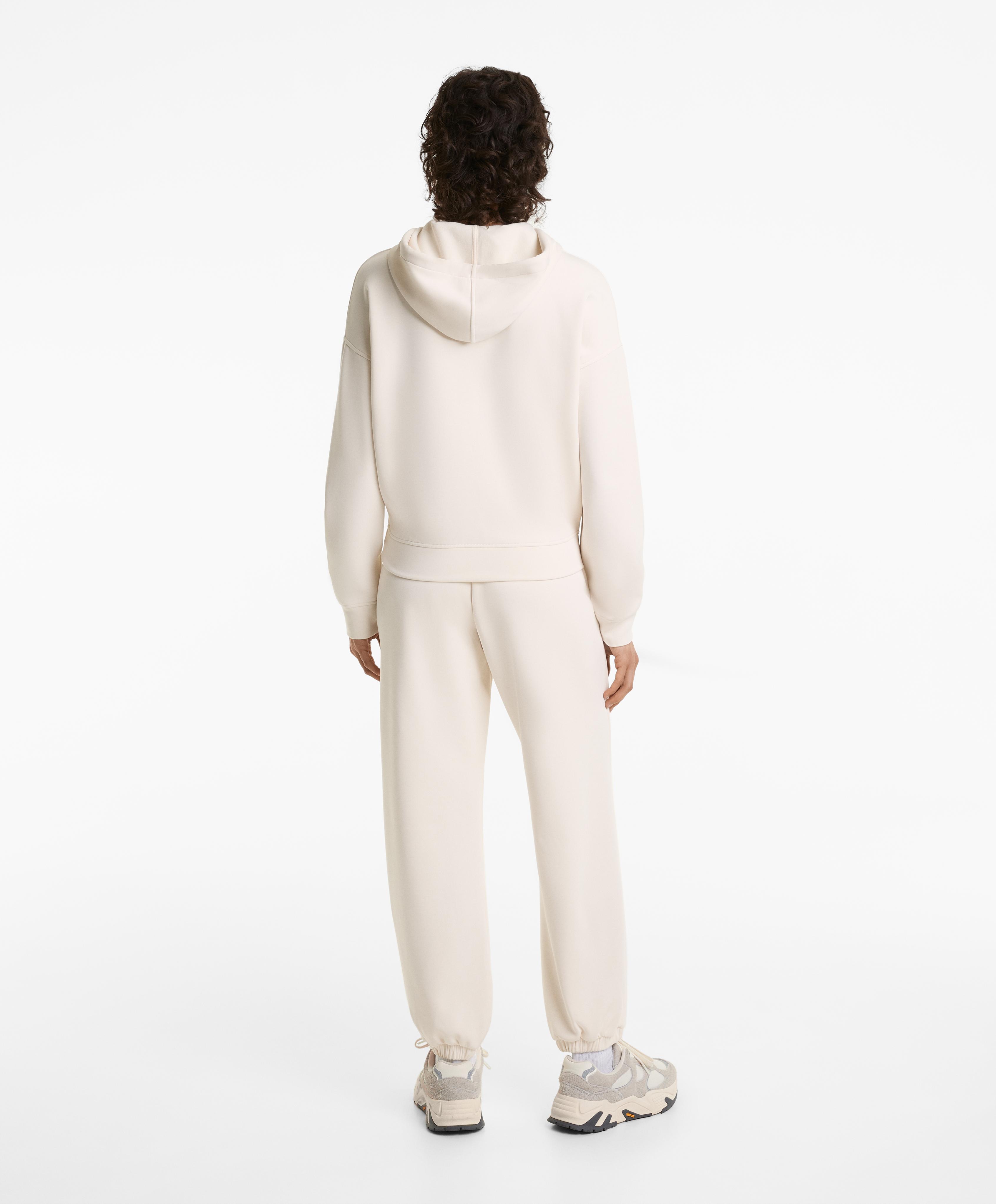 Ecru jogger tracksuit with brushed modal interior