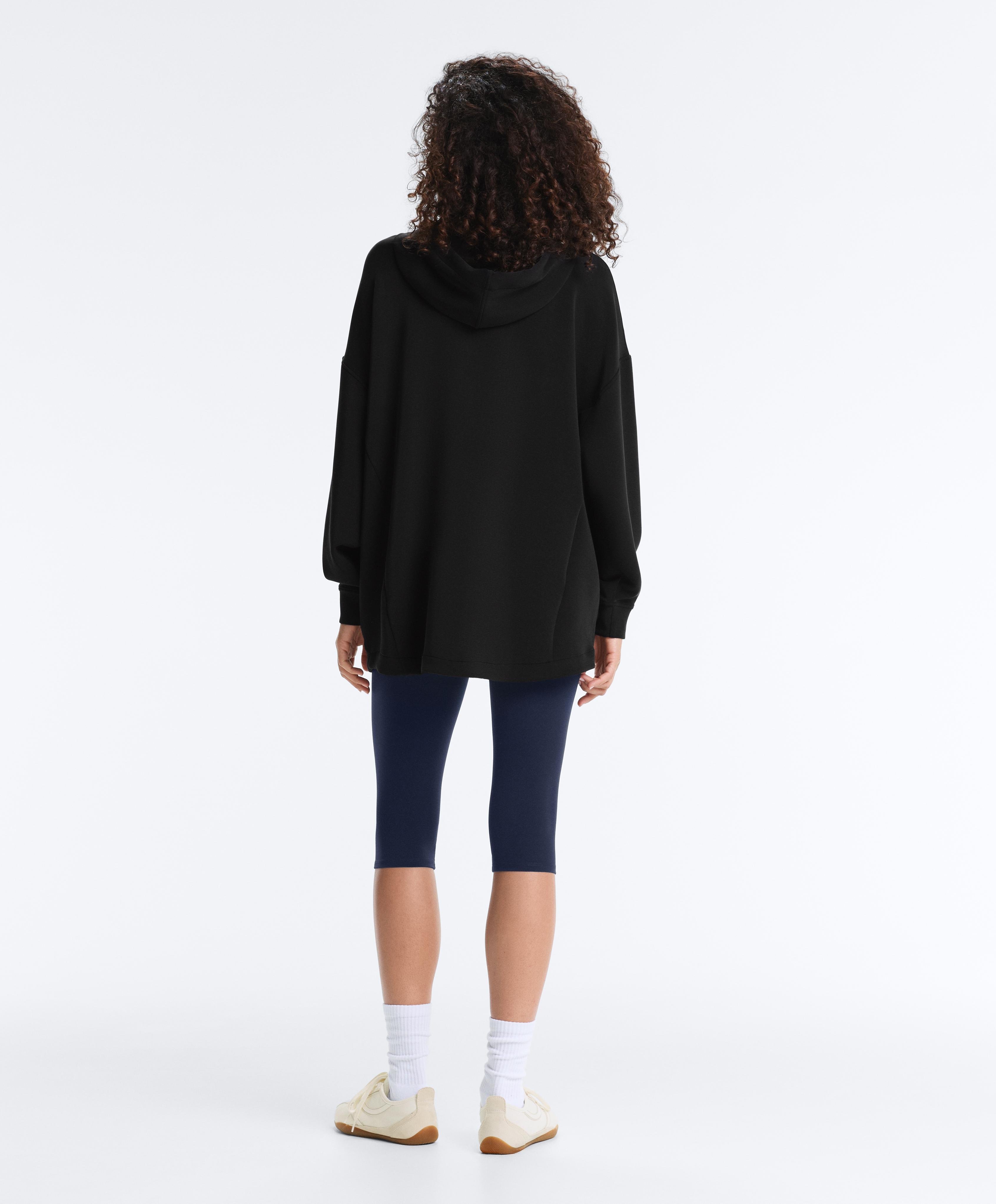 Long soft touch jacket with modal — BLACK