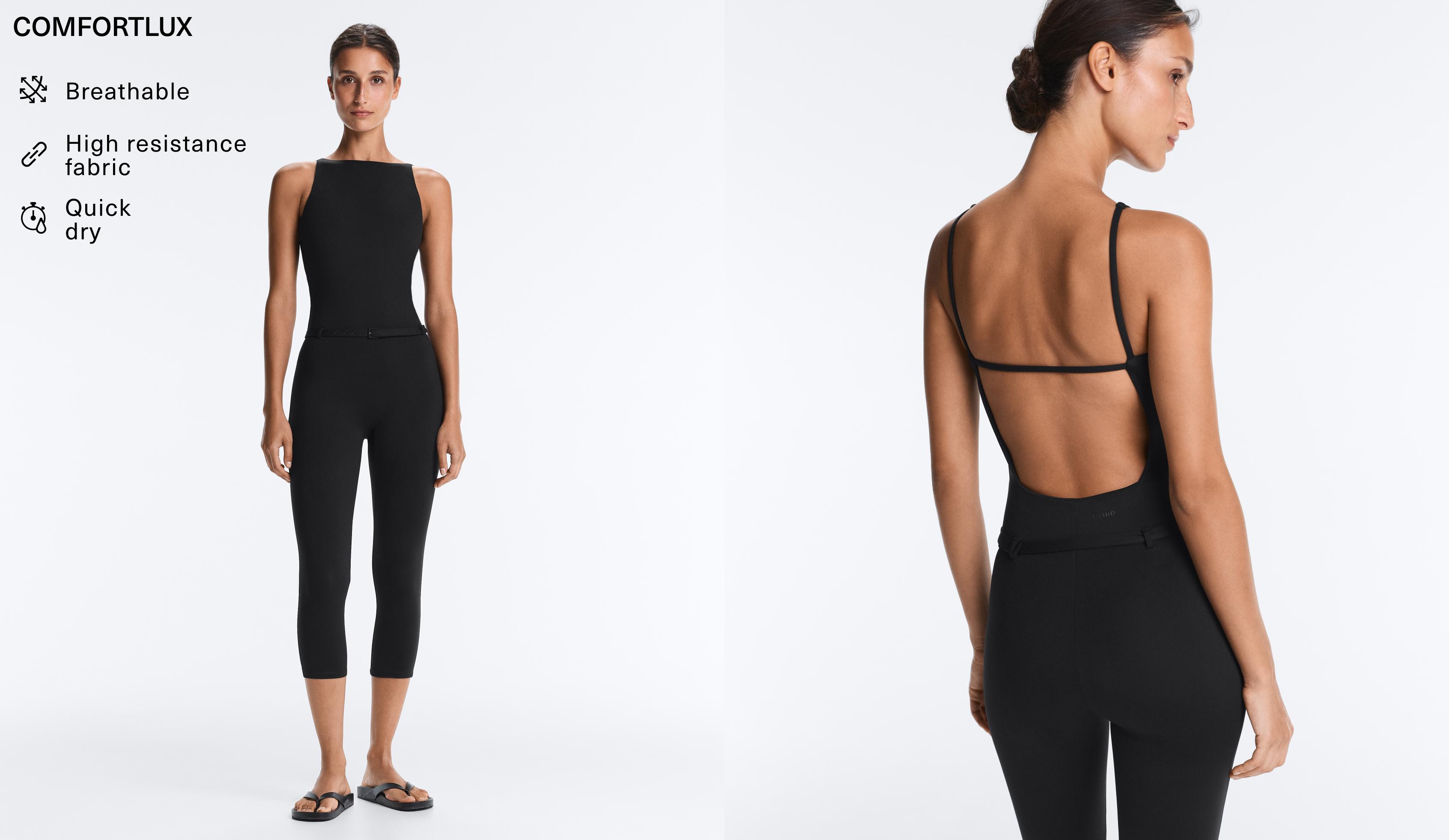 Comfortlux capri jumpsuit with belt