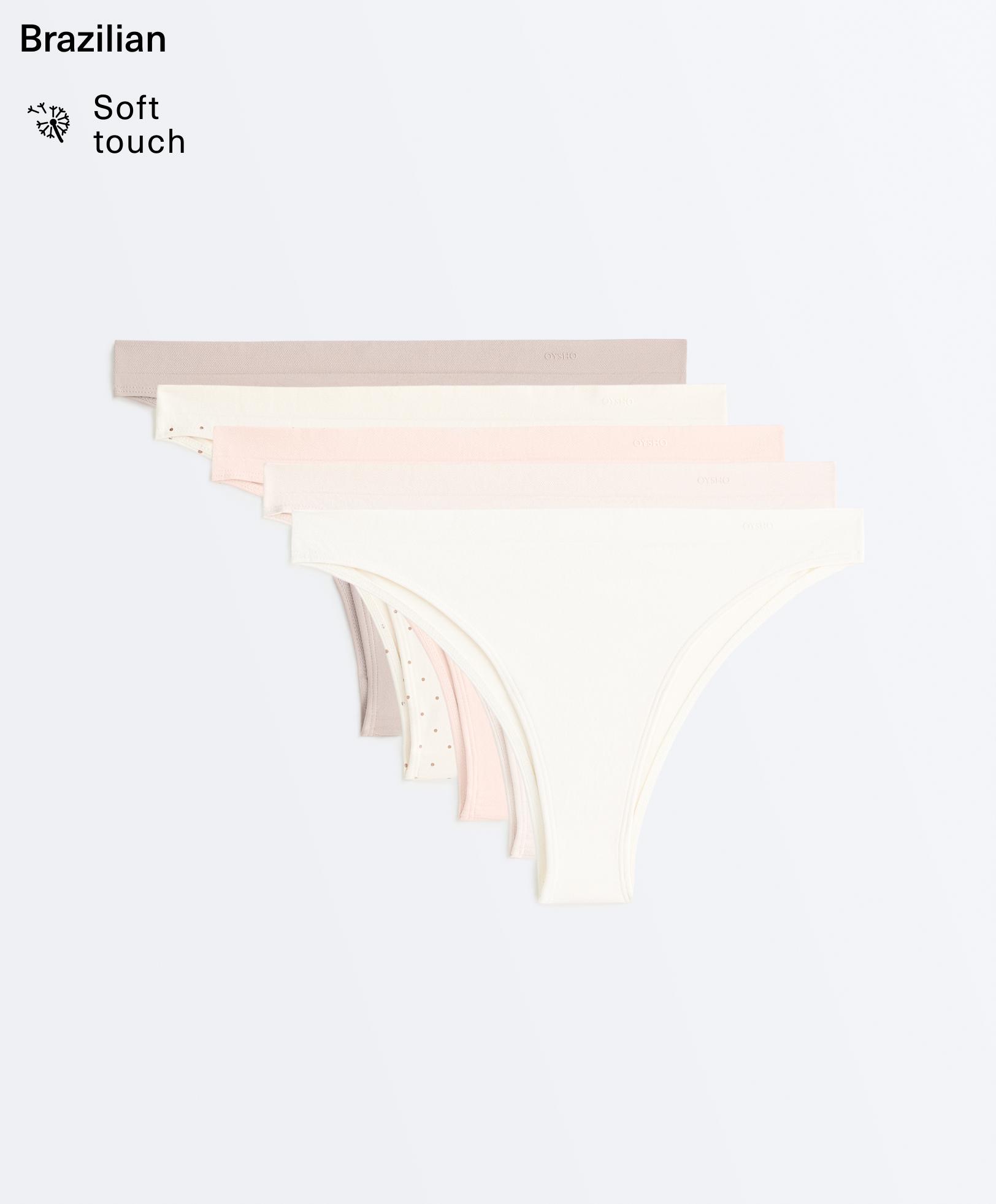 5 seamless soft-touch Brazilian briefs — MINK