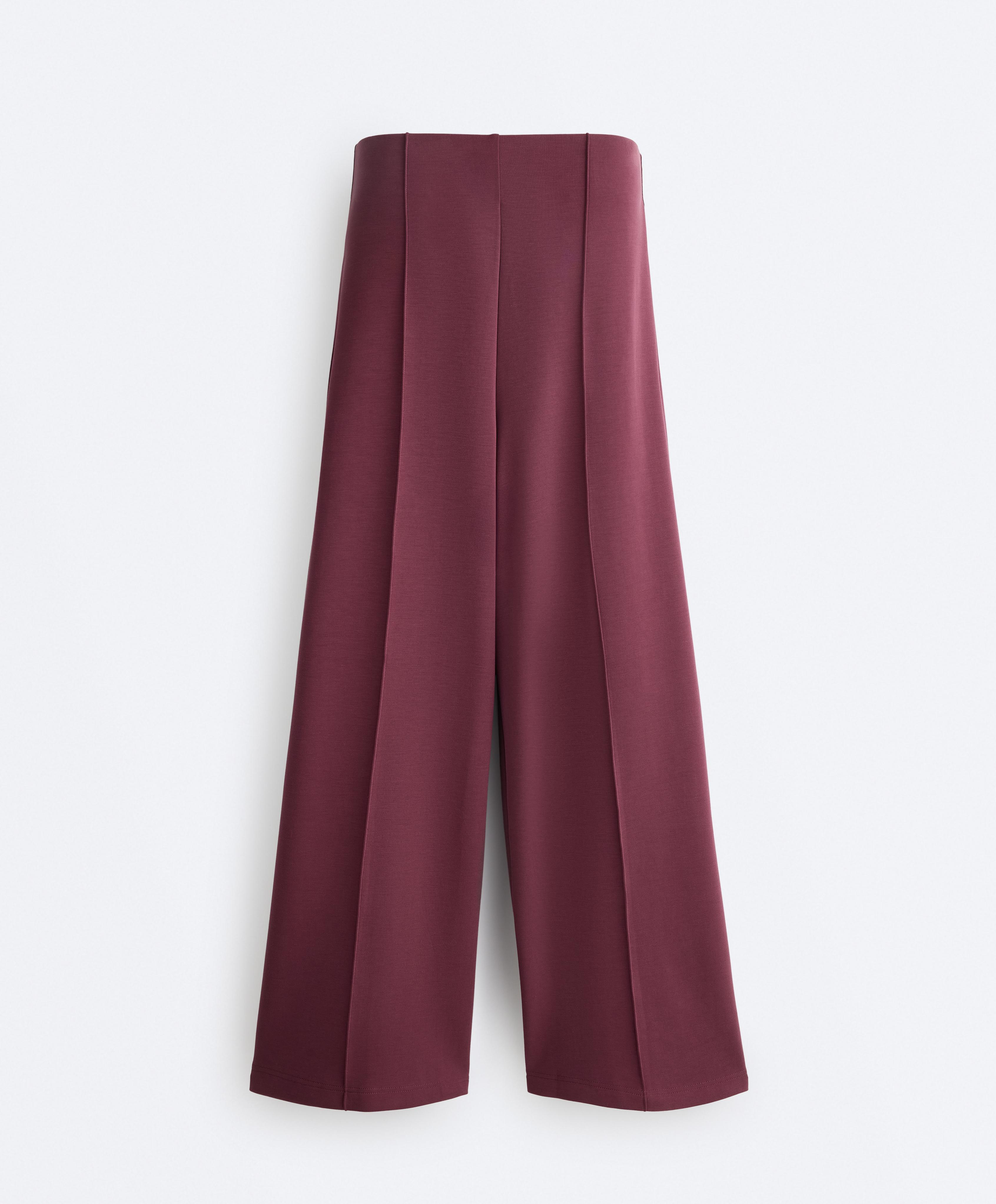 Straight-leg trousers with modal and crease — CHERRY