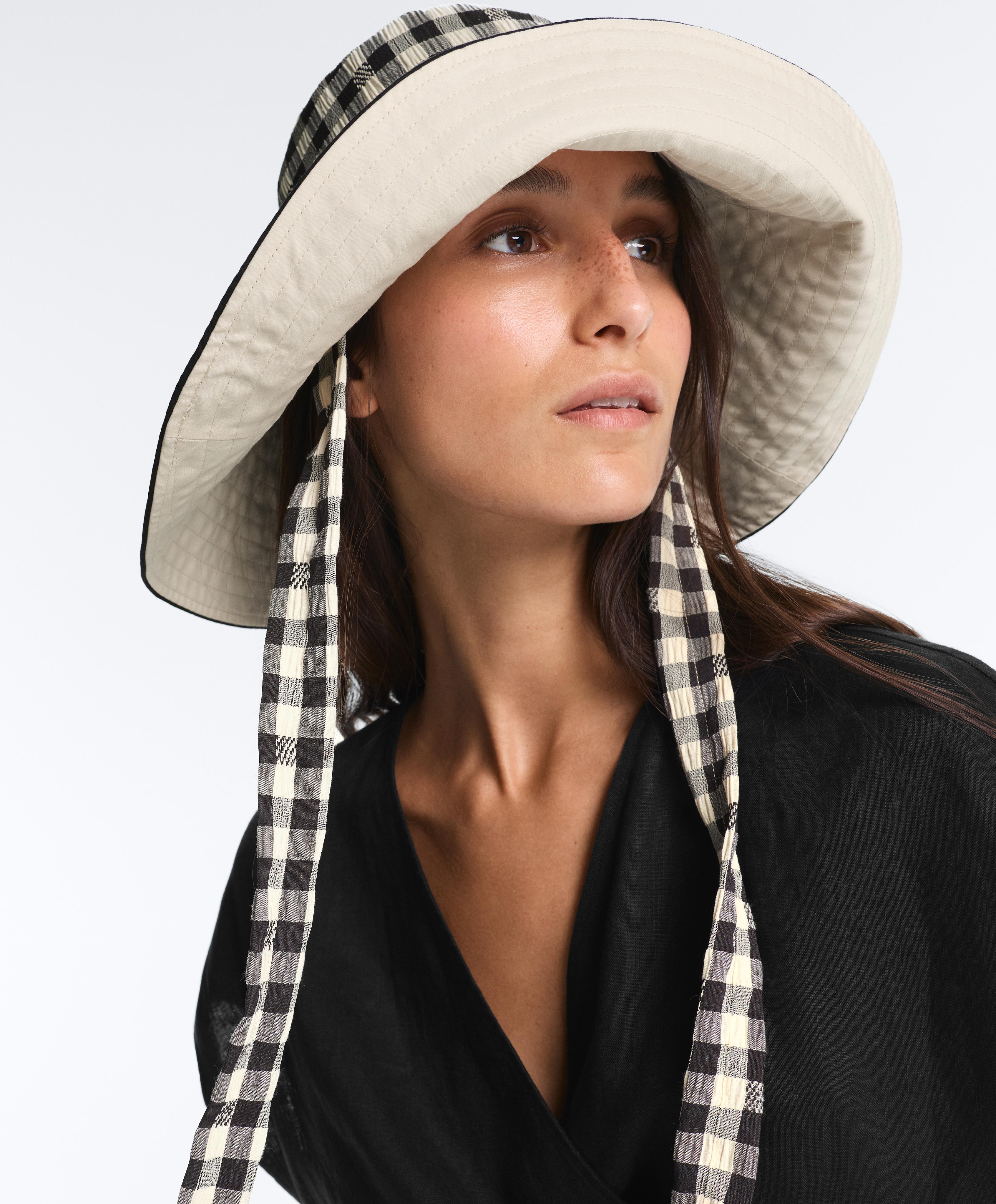 Reversible check bucket hat — BLACK