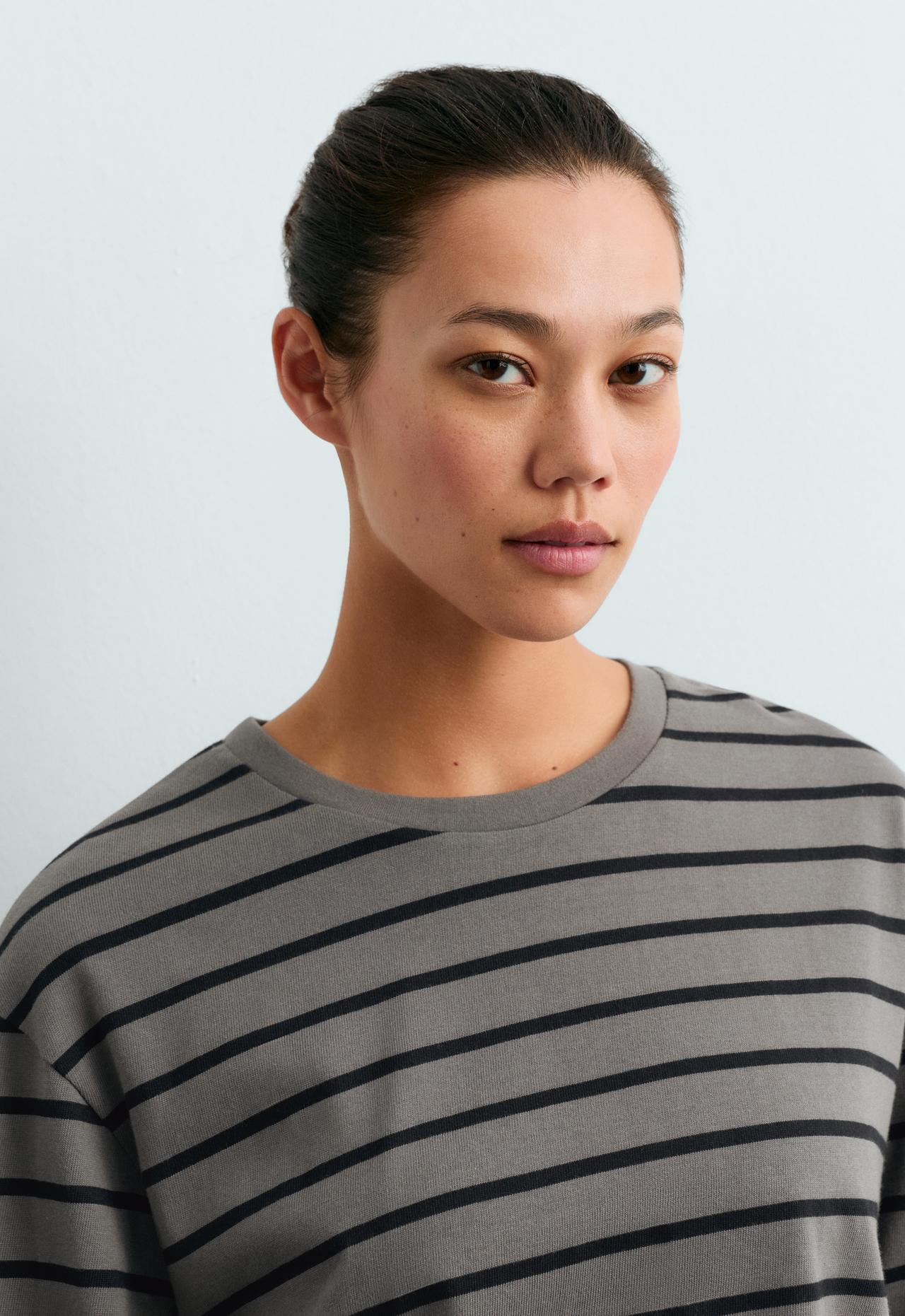 100% cotton Boxy long sleeve T-shirt — CHARCOAL GREY