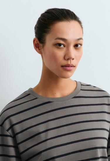 100% cotton Boxy long sleeve T-shirt — CHARCOAL GREY 3