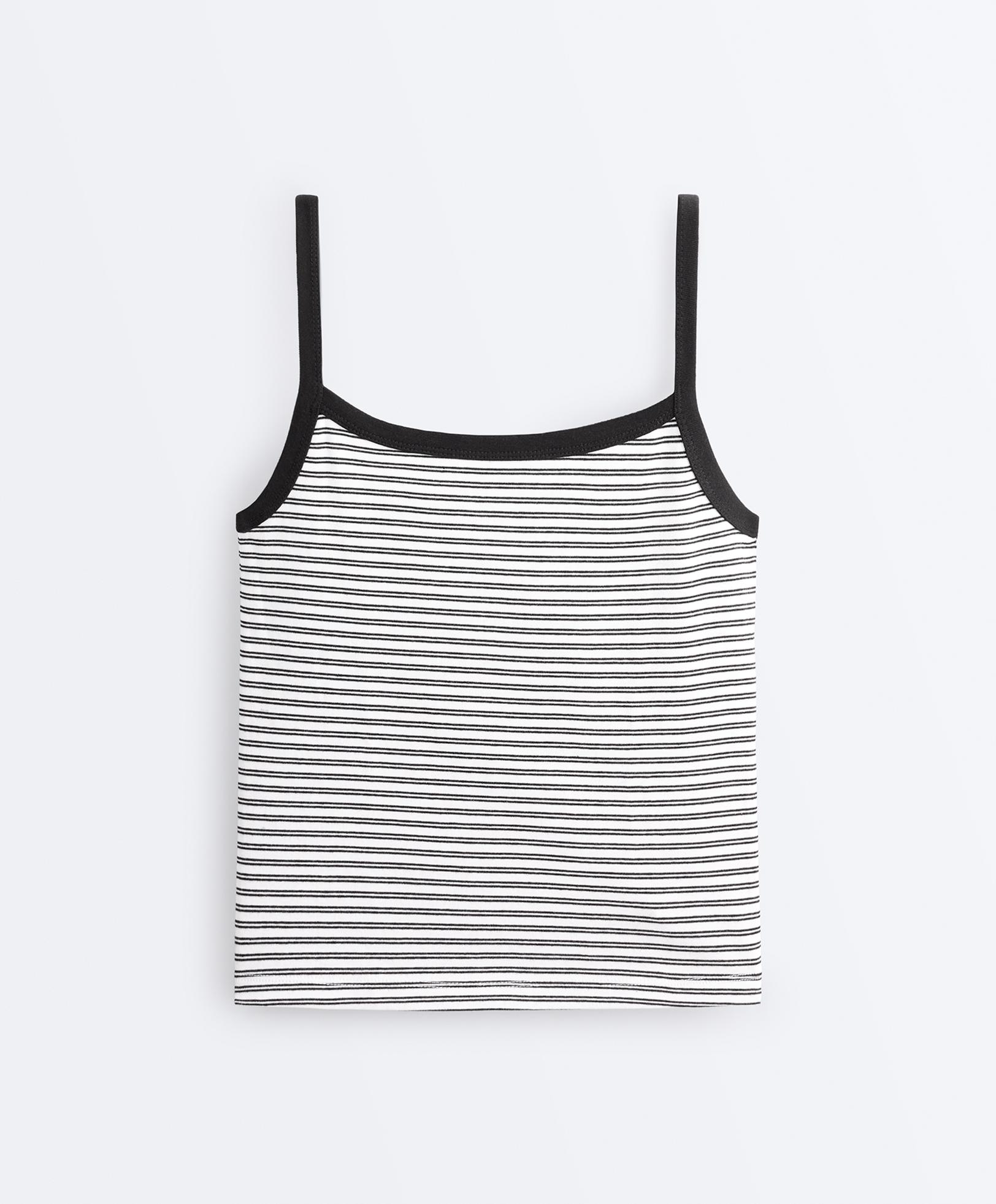 Striped cotton-blend rib vest top — WHITE