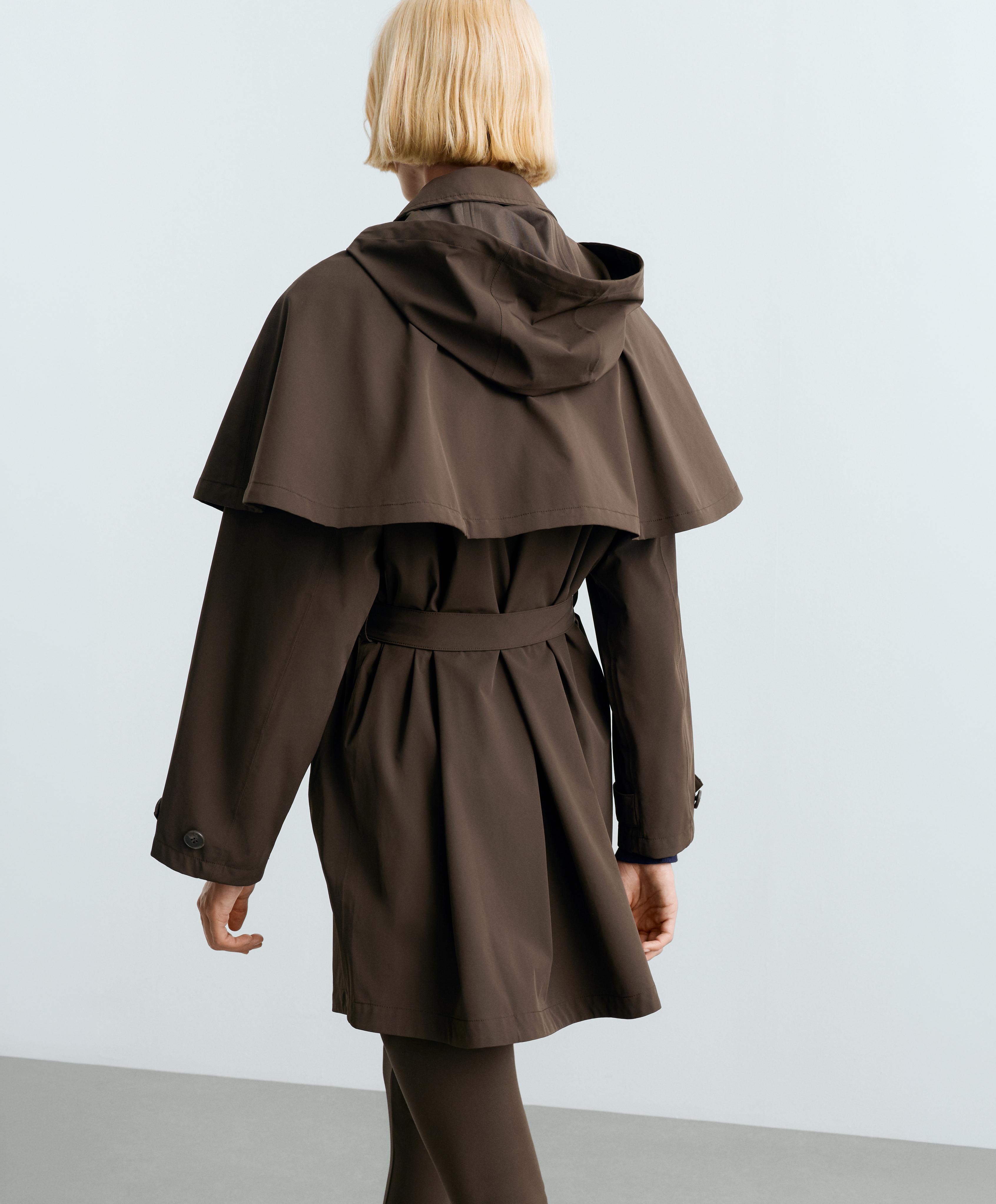 Extra lightweight 10k waterproof long cape jacket — BROWN