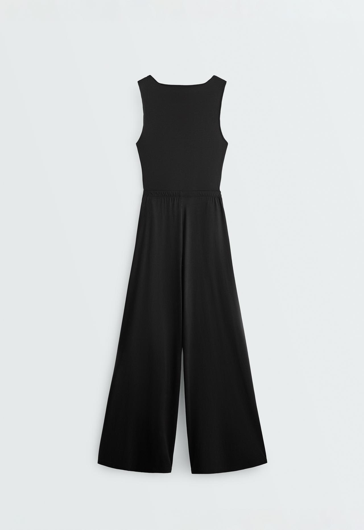 Crossover modal blend jumpsuit — BLACK