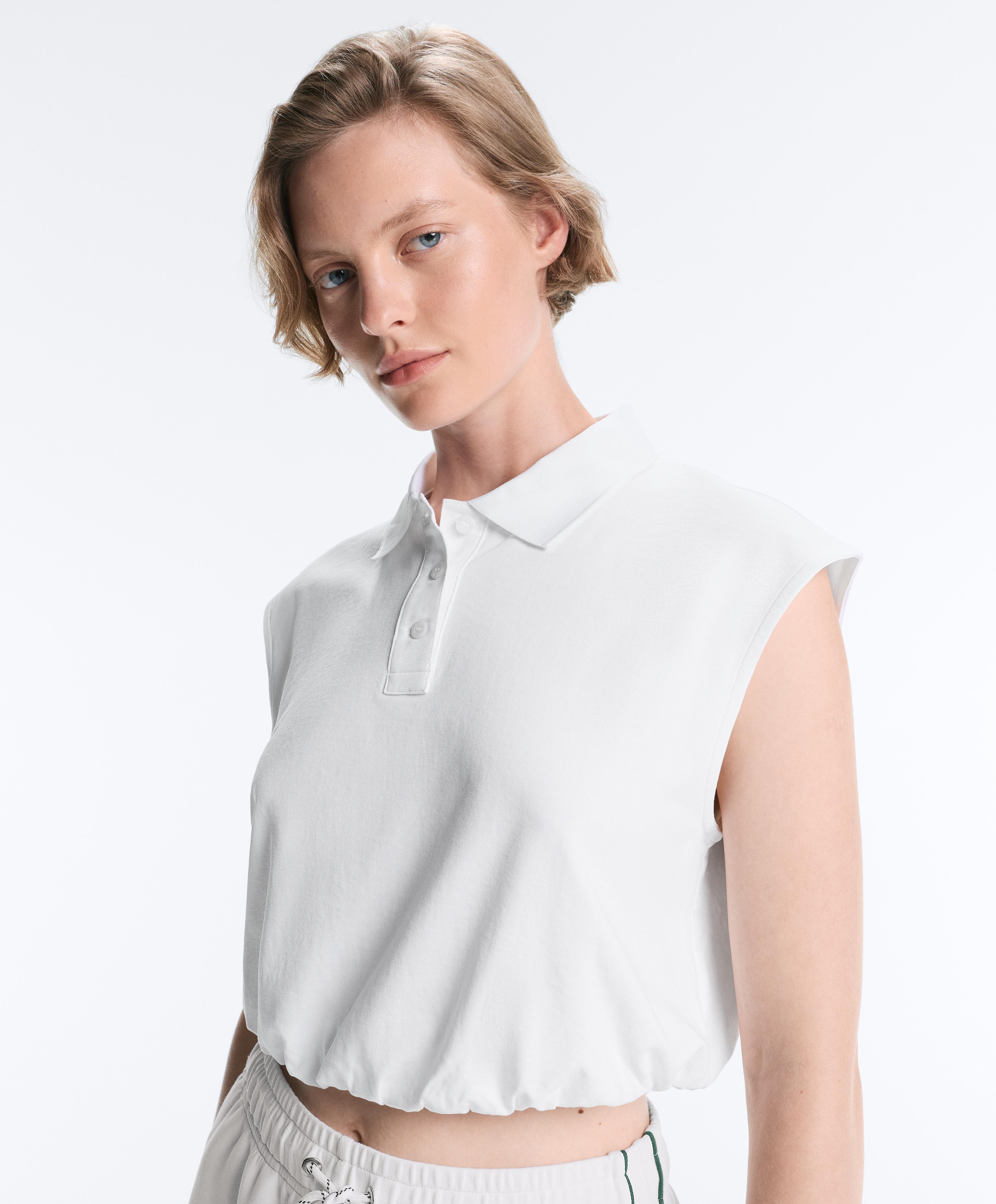 Sleeveless piqué cotton polo shirt — WHITE