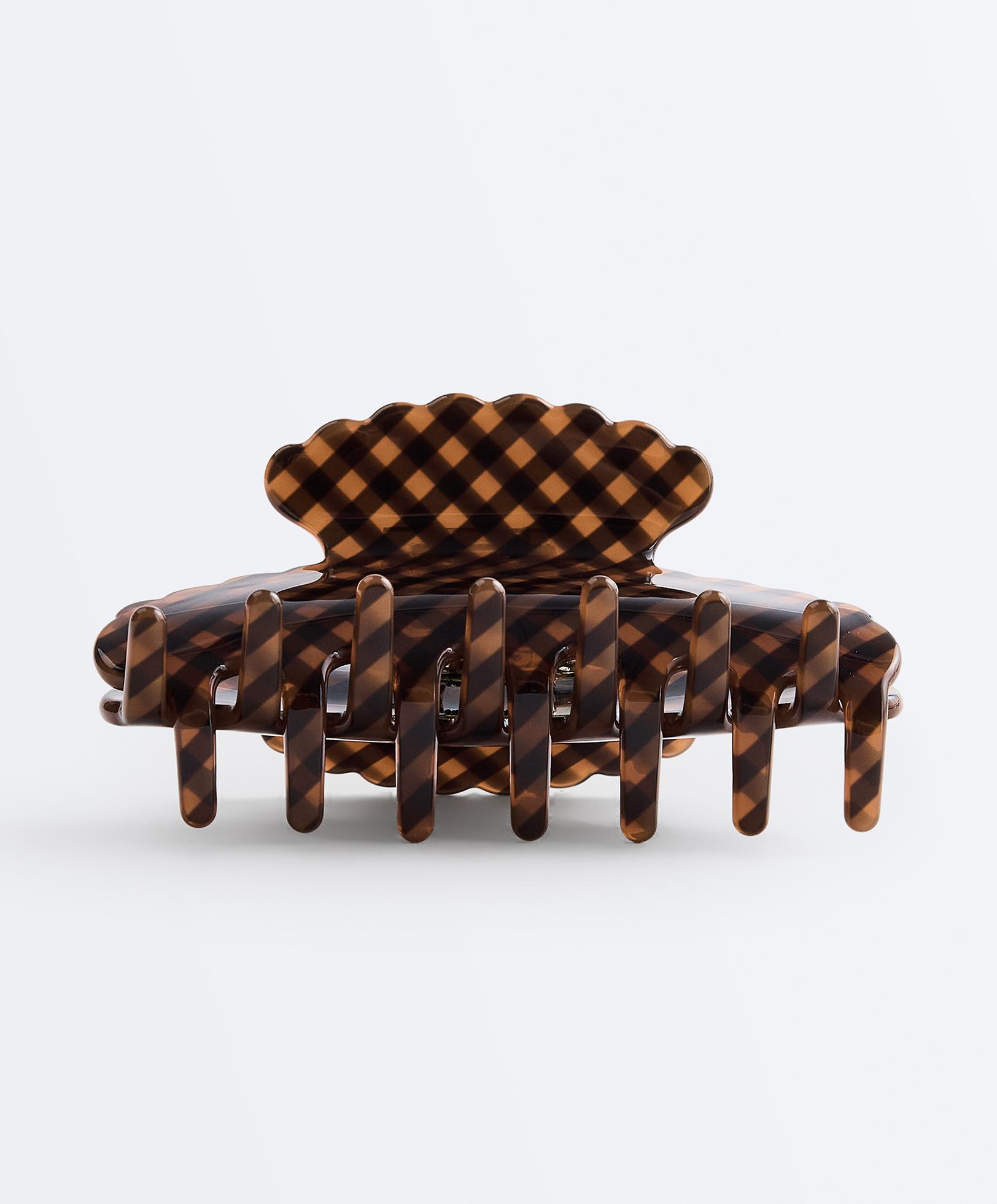 Gingham hair claw — COPPER