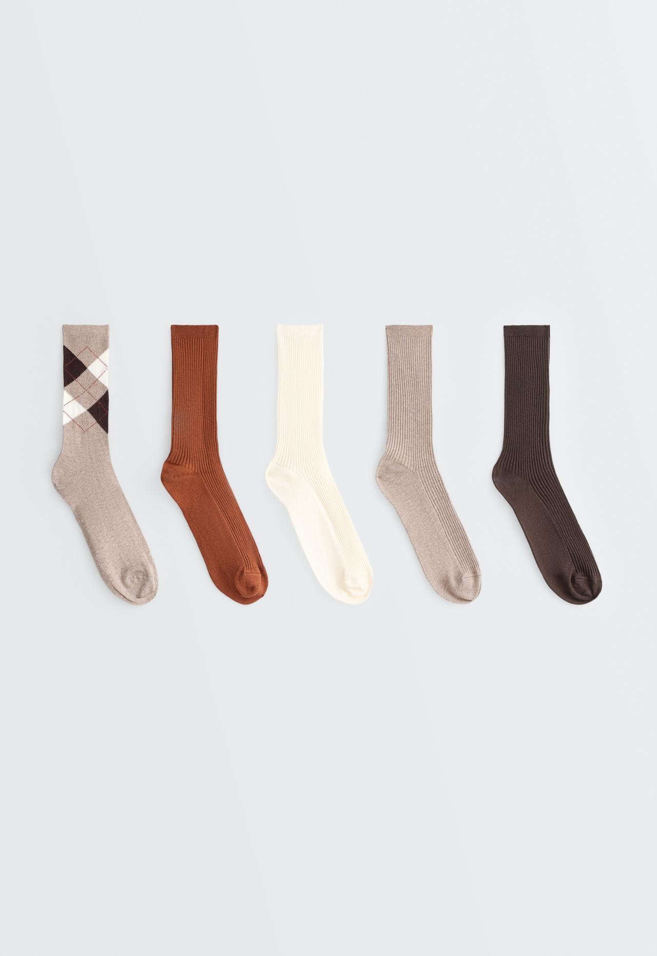 5 pairs of Classic socks with cotton — COGNAC