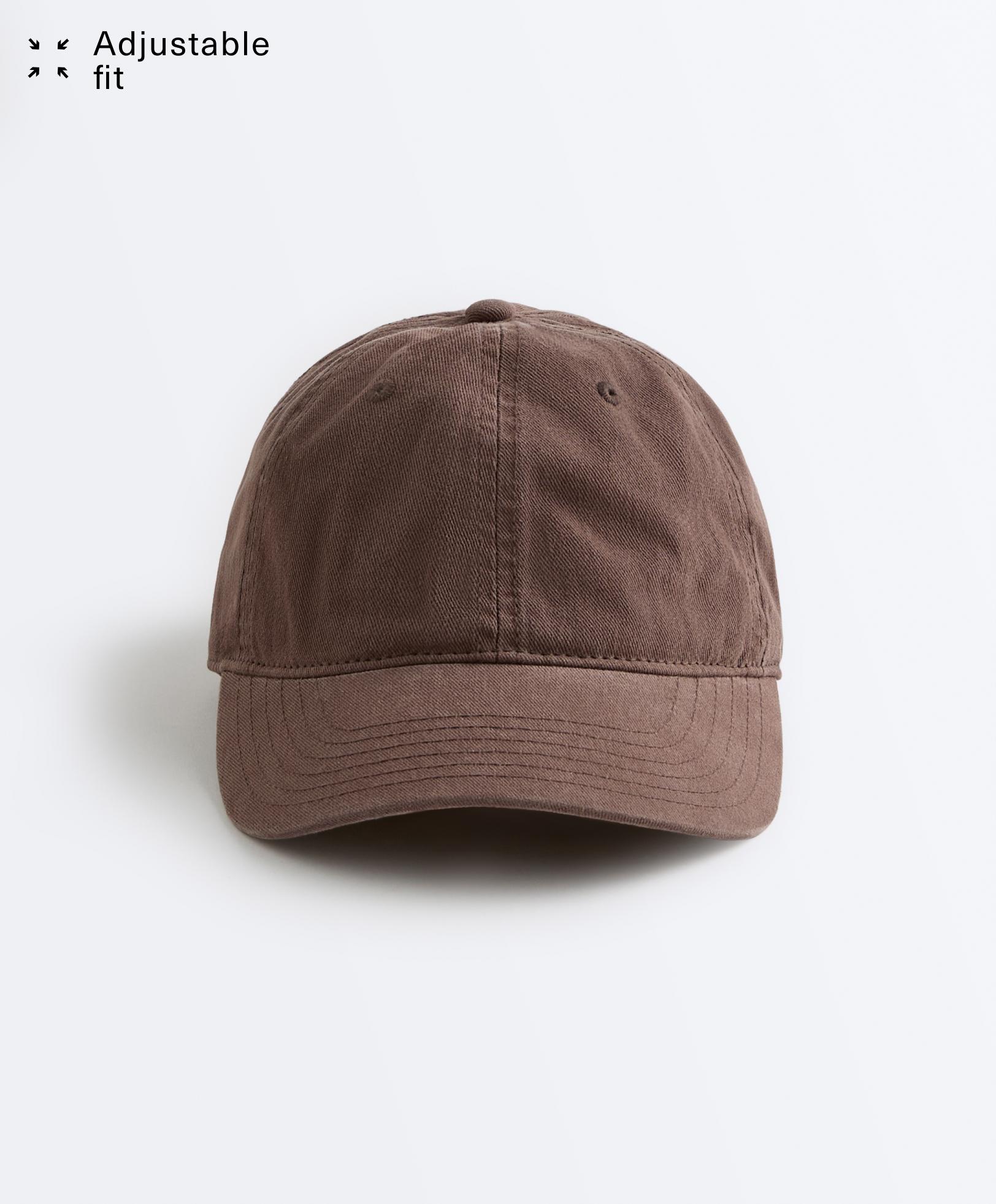 Washed-effect 100% cotton cap with tie — BROWN