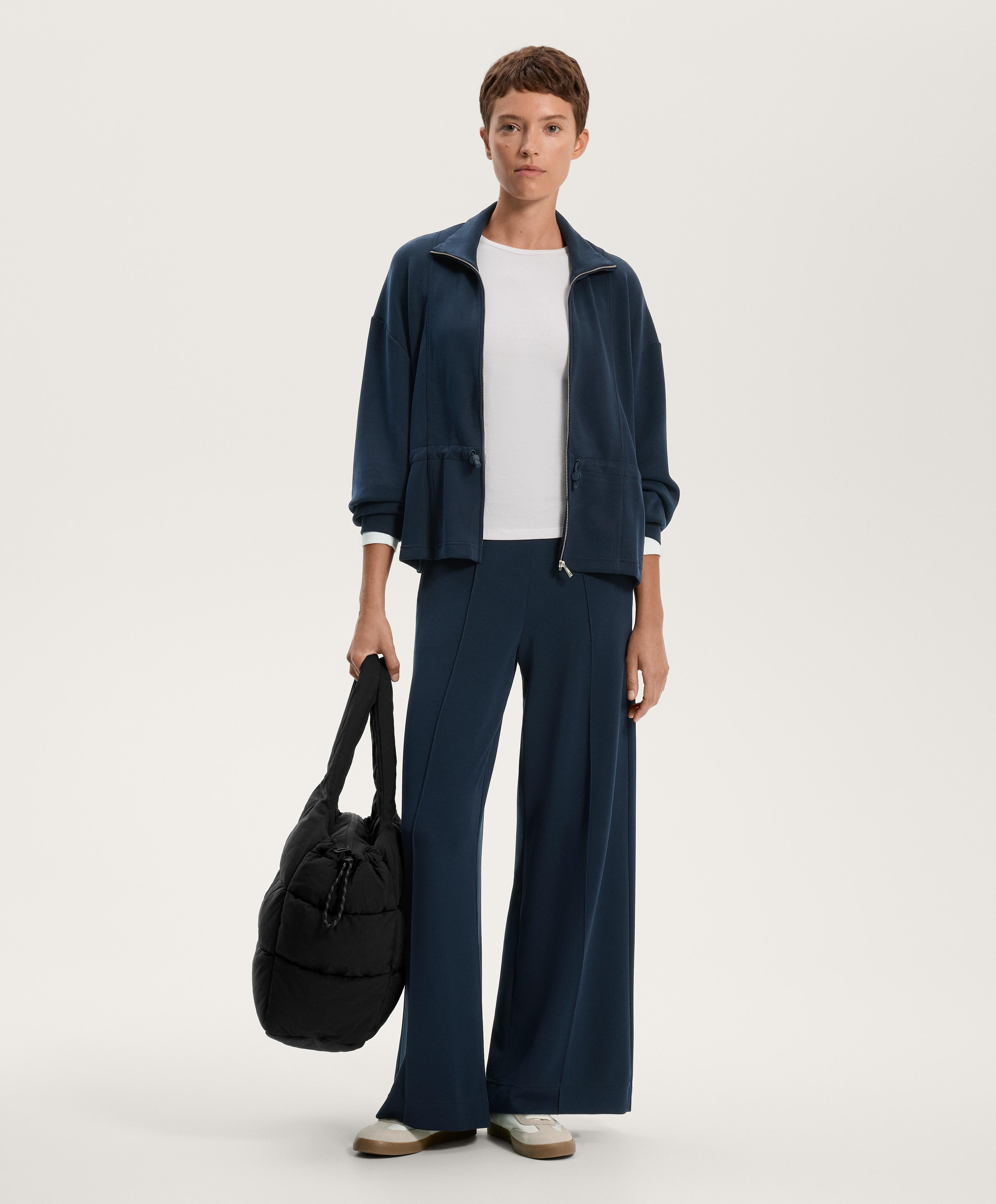 Straight-leg trousers with modal and crease — NAVY BLUE