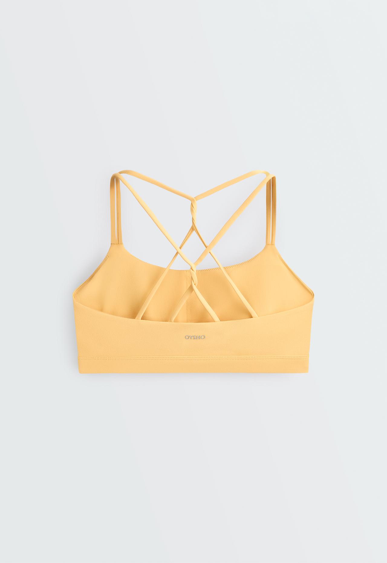 Comfortlux low-support crossover strap sports bra — BURNT YELLOW