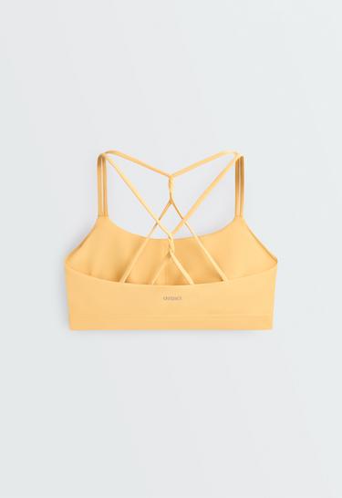 Comfortlux low-support crossover strap sports bra — BURNT YELLOW 11