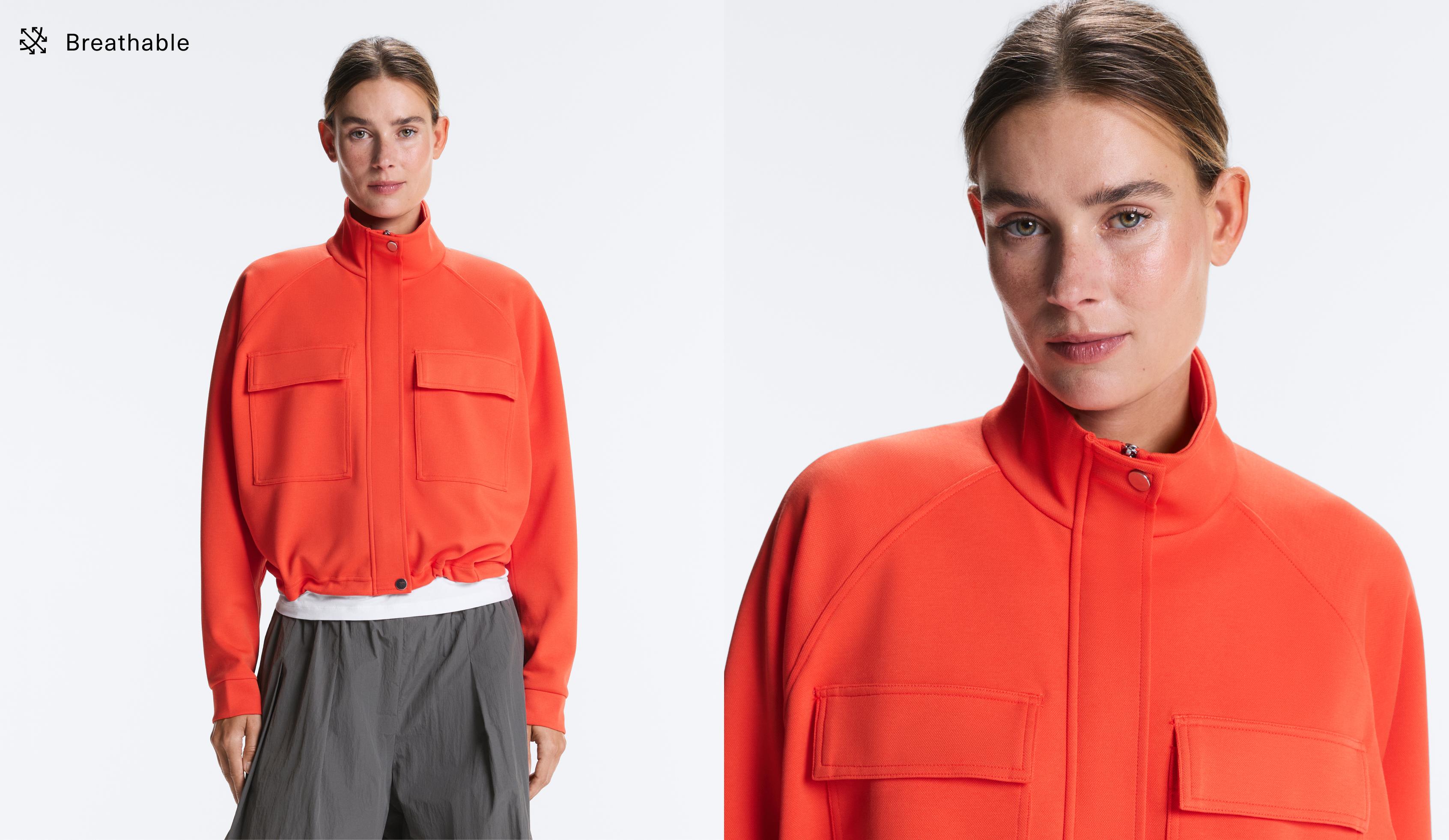 Cotton piqué pocket jacket — BRIGHT ORANGE