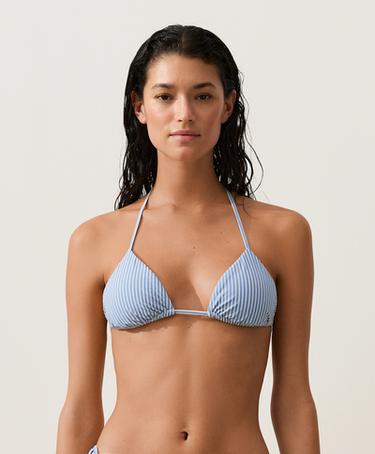 Textured stripe triangle bikini — SKY BLUE 1
