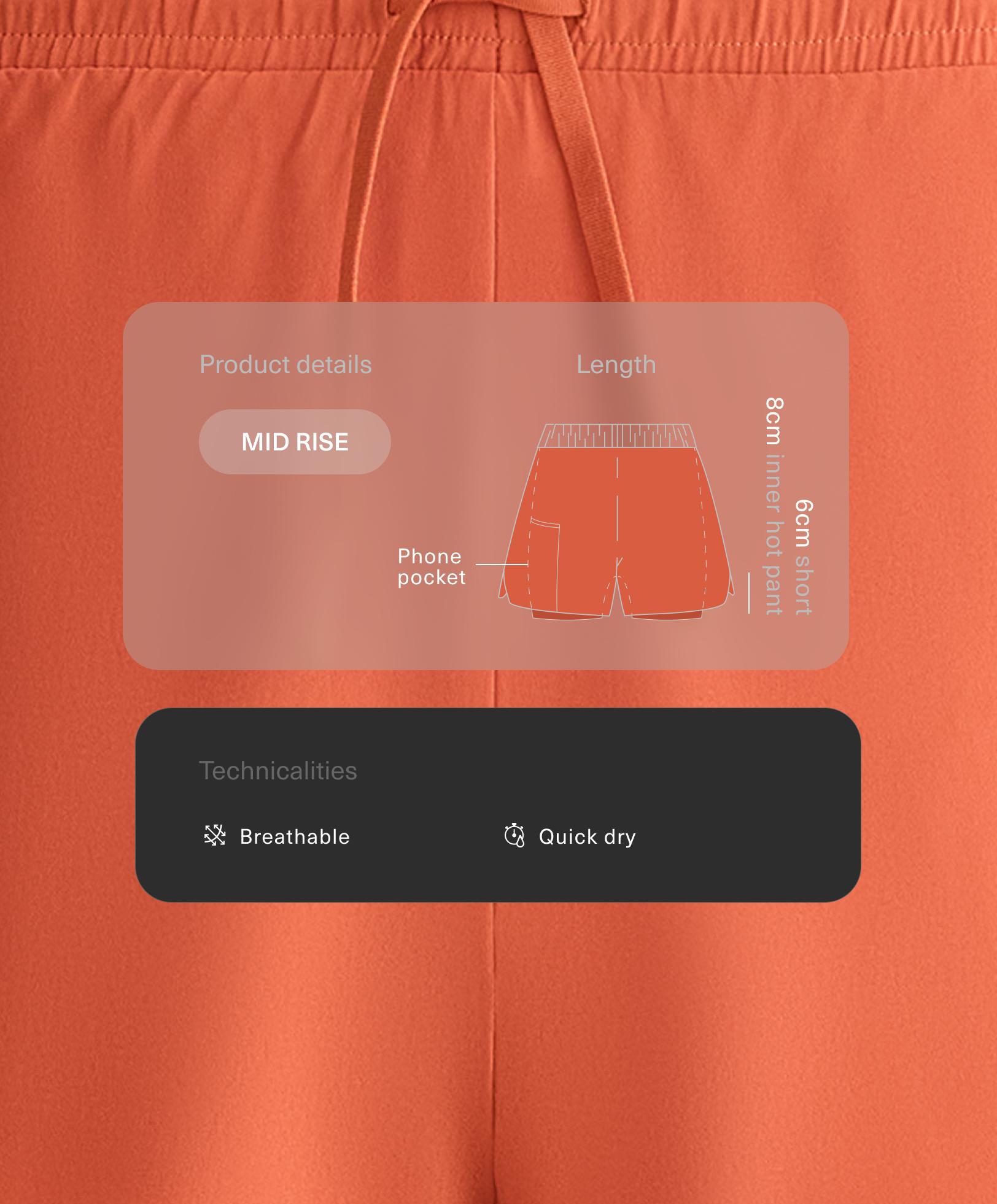 2-in-1 Mid Rise Light Touch Shorts