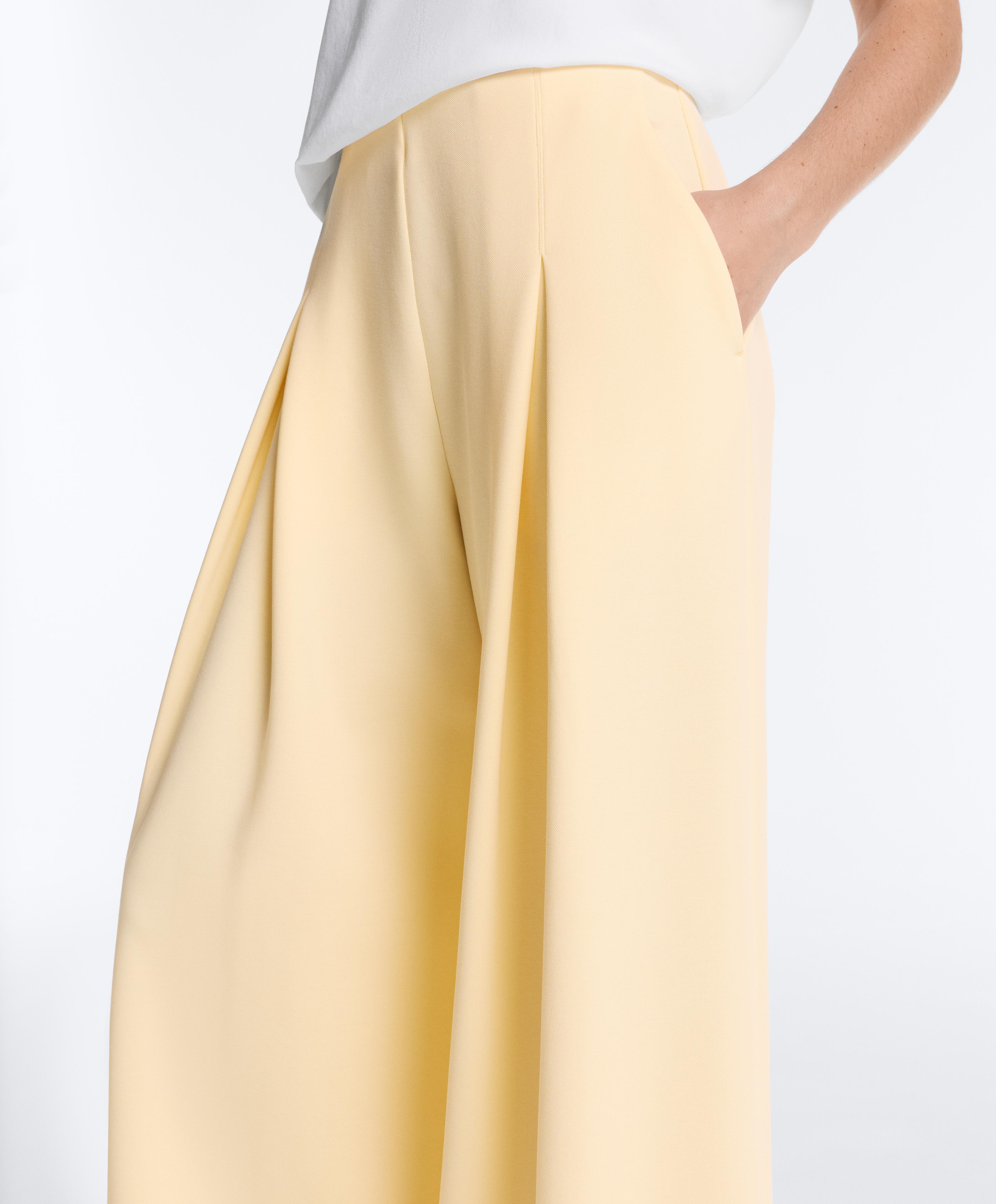 Wide-leg pique trousers with cotton — PALE YELLOW