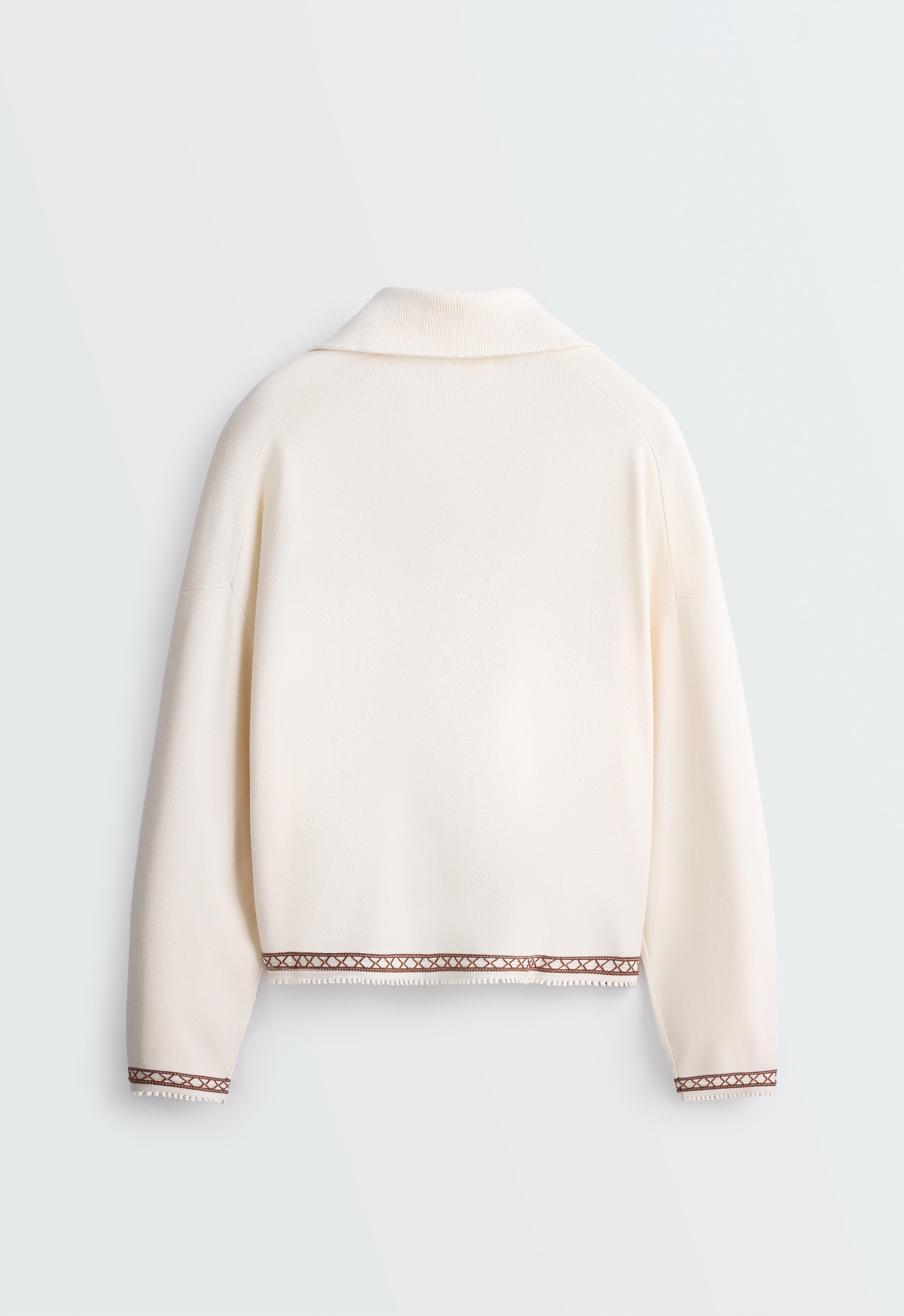 High-neck half-zip jumper — PALE ECRU